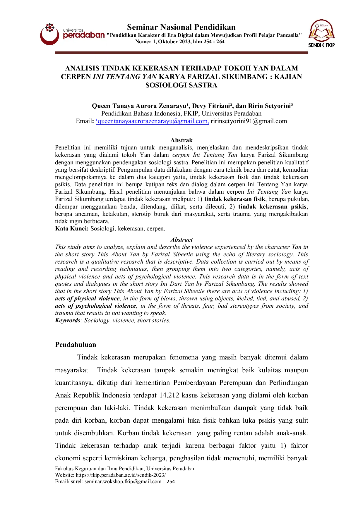 JURIS Analisis Tindak Kekerasan Terhadap Tokoh Yan Dalam Cerpen Ini Tentang Yan Karya Farizal Sikumbang Kajian Sosiologi Sastra