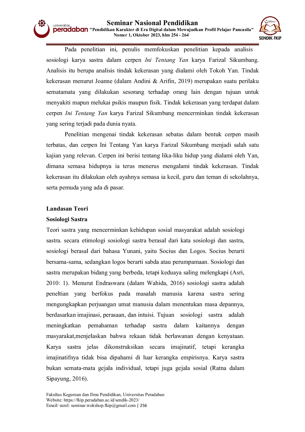 JURIS Analisis Tindak Kekerasan Terhadap Tokoh Yan Dalam Cerpen Ini Tentang Yan Karya Farizal Sikumbang Kajian Sosiologi Sastra