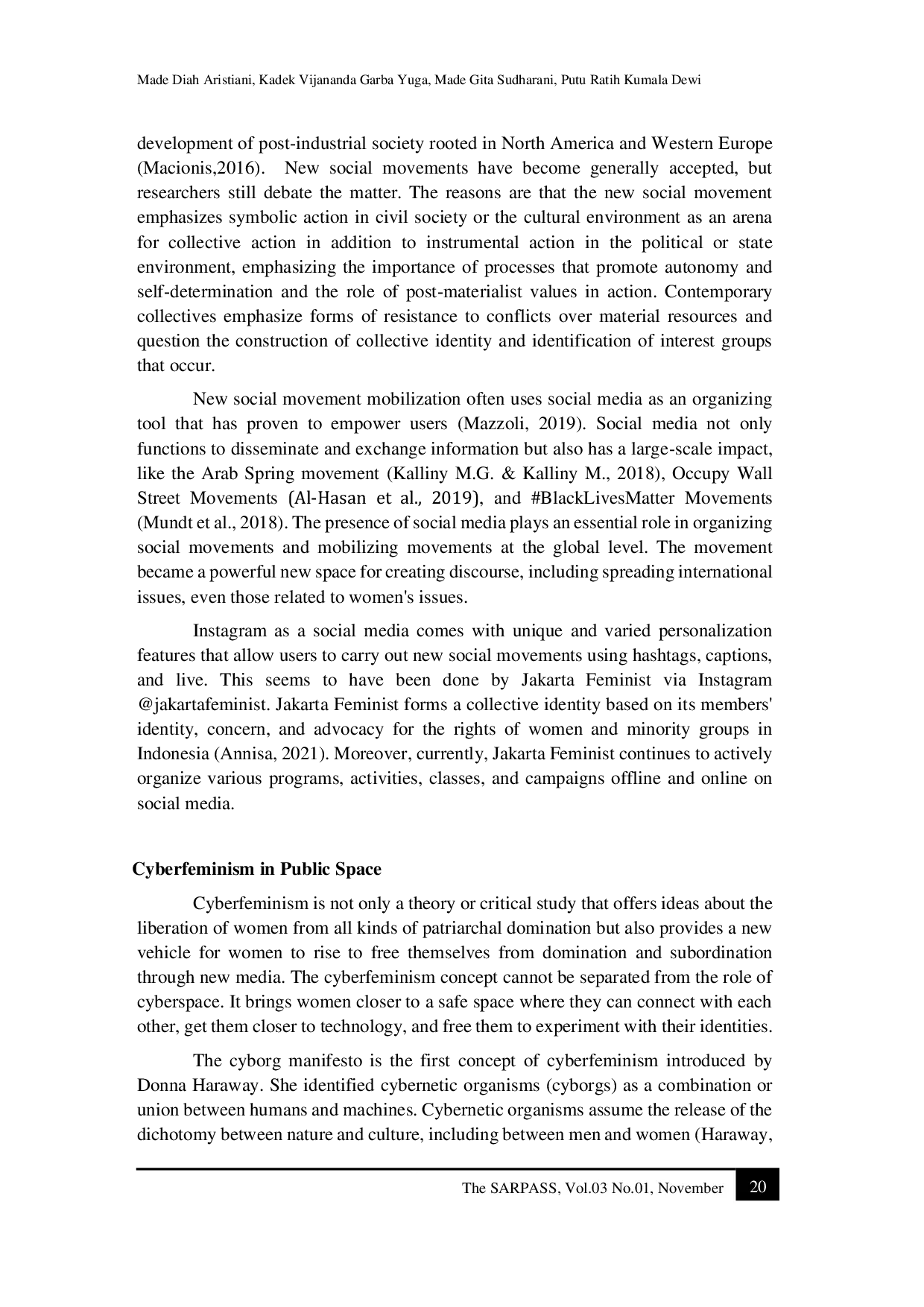 JURIS Cyberfeminism Activities of Jakarta Feminist as an Effort to Create a Safe Space for the Society