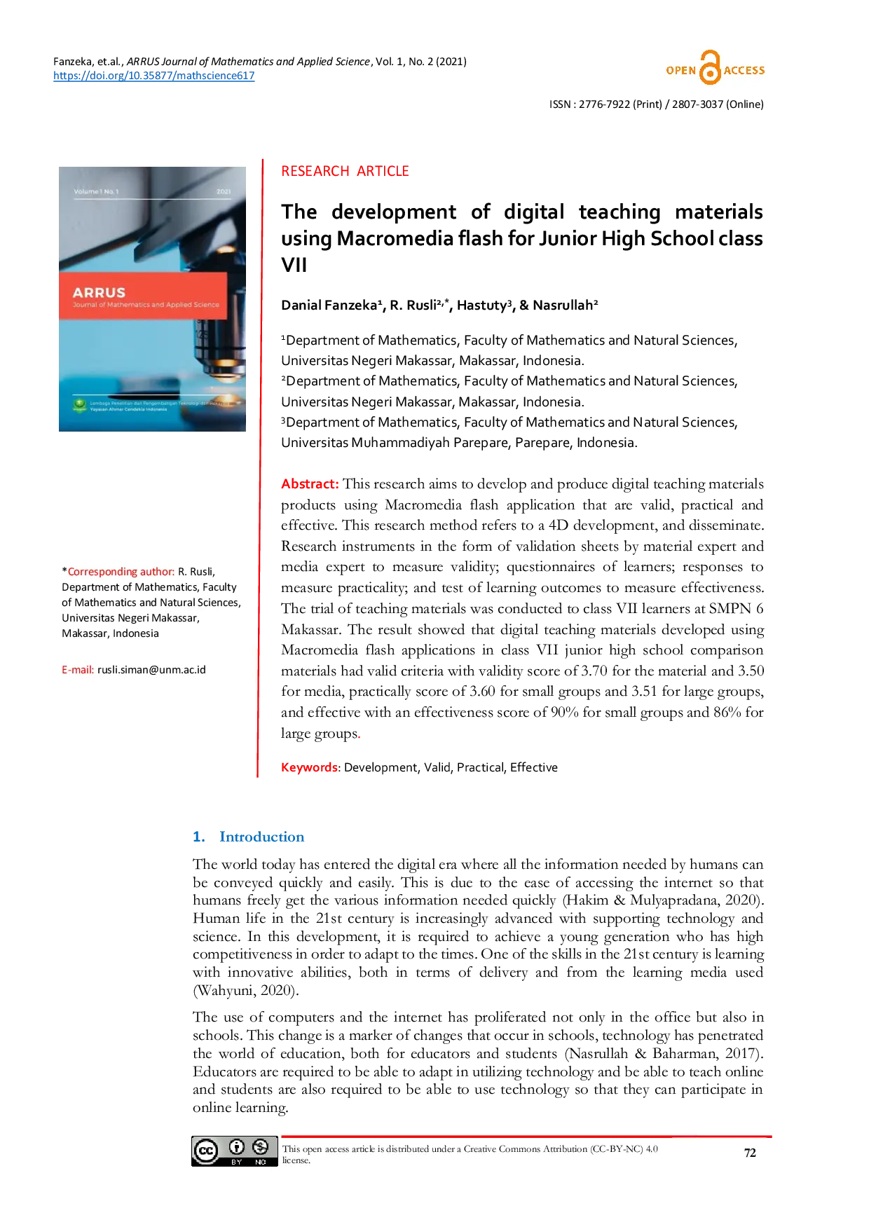 JURIS The development of digital teaching materials using Macromedia flash for Junior High School class VII