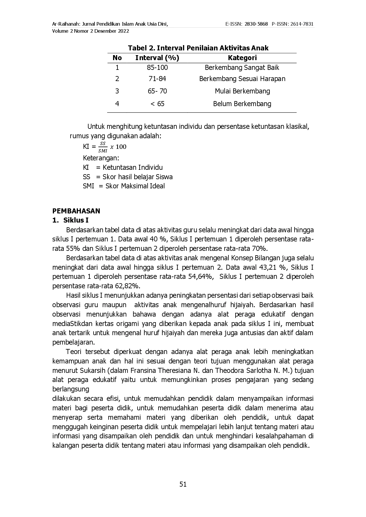 juris Meningkatkan Pengenalan Huruf Hijaiyah Dengan Menggunakan Alat Peraga Edukatif Melalui Media Stik Es Krim Dan Kertas Origami Di TK Bina Edukasi Pekanbaru