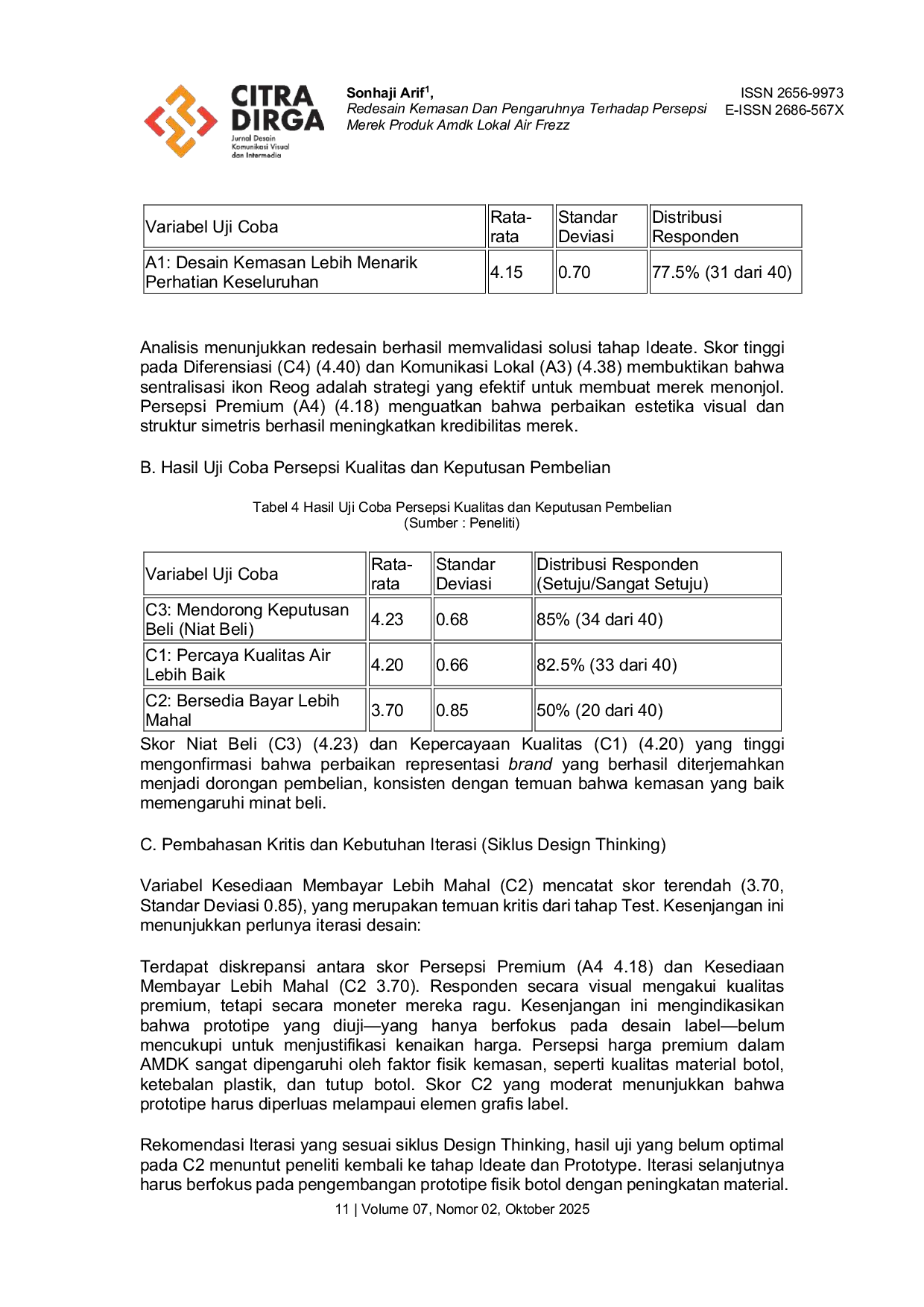 JURIS Redesain Kemasan dan Pengaruhnya Terhadap Persepsi Merek Produk AMDK Lokal Air FREZZ