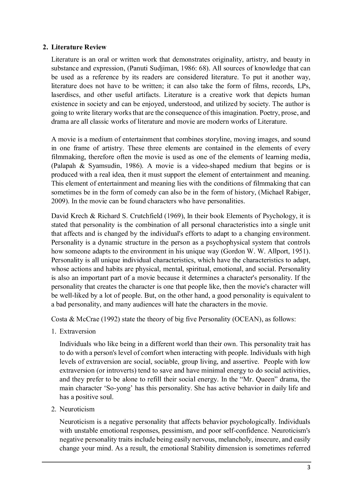 JURIS An Analysis of Big Five Personality OCEAN in Linda Woolverto s Movie Alice In Wonderland