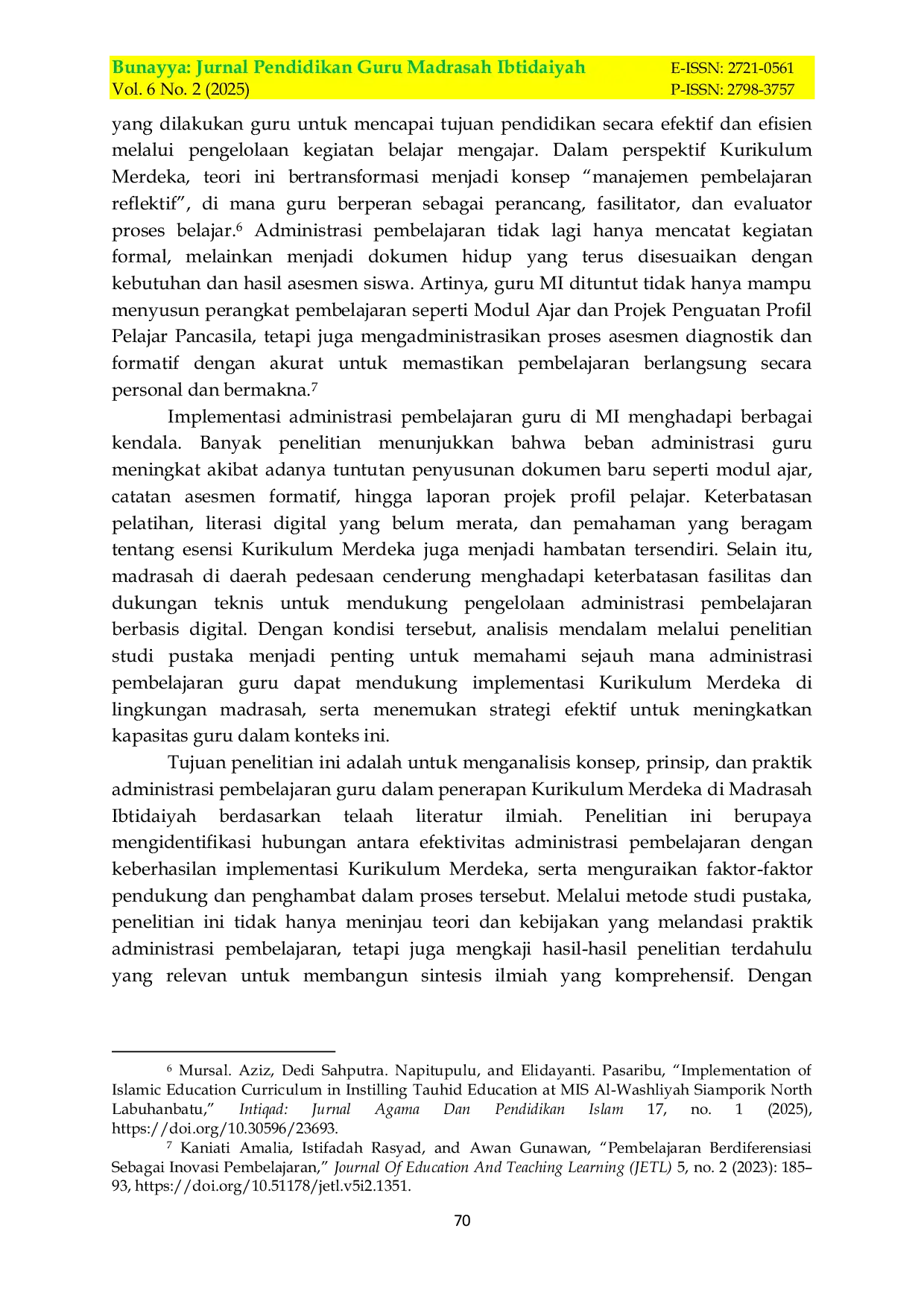 JURIS Administrasi Pembelajaran Guru dalam Penerapan Kurikulum Merdeka di Madrasah Ibtidaiyah