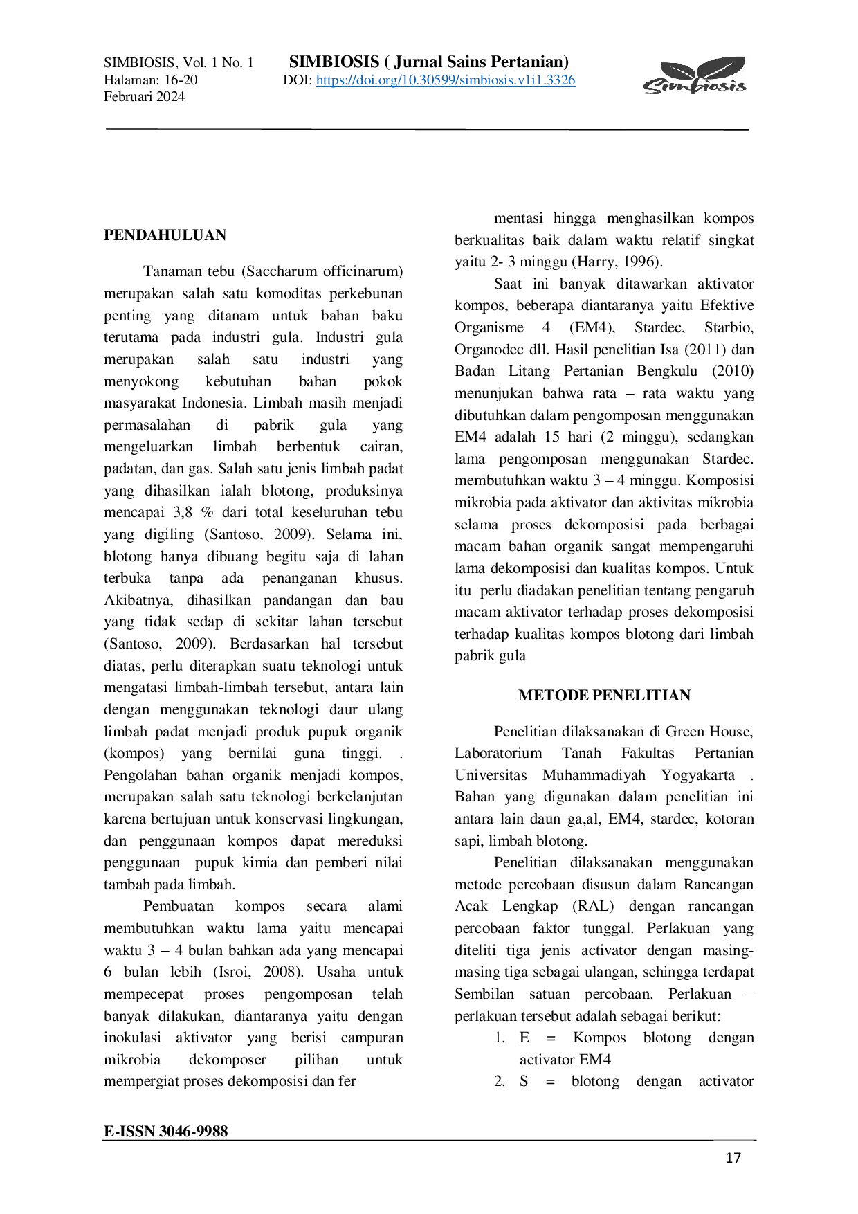 JURIS Pengaruh Berbagai Aktivator Terhadap Perubahan Suhu Pada Proses Pengomposan Blotong