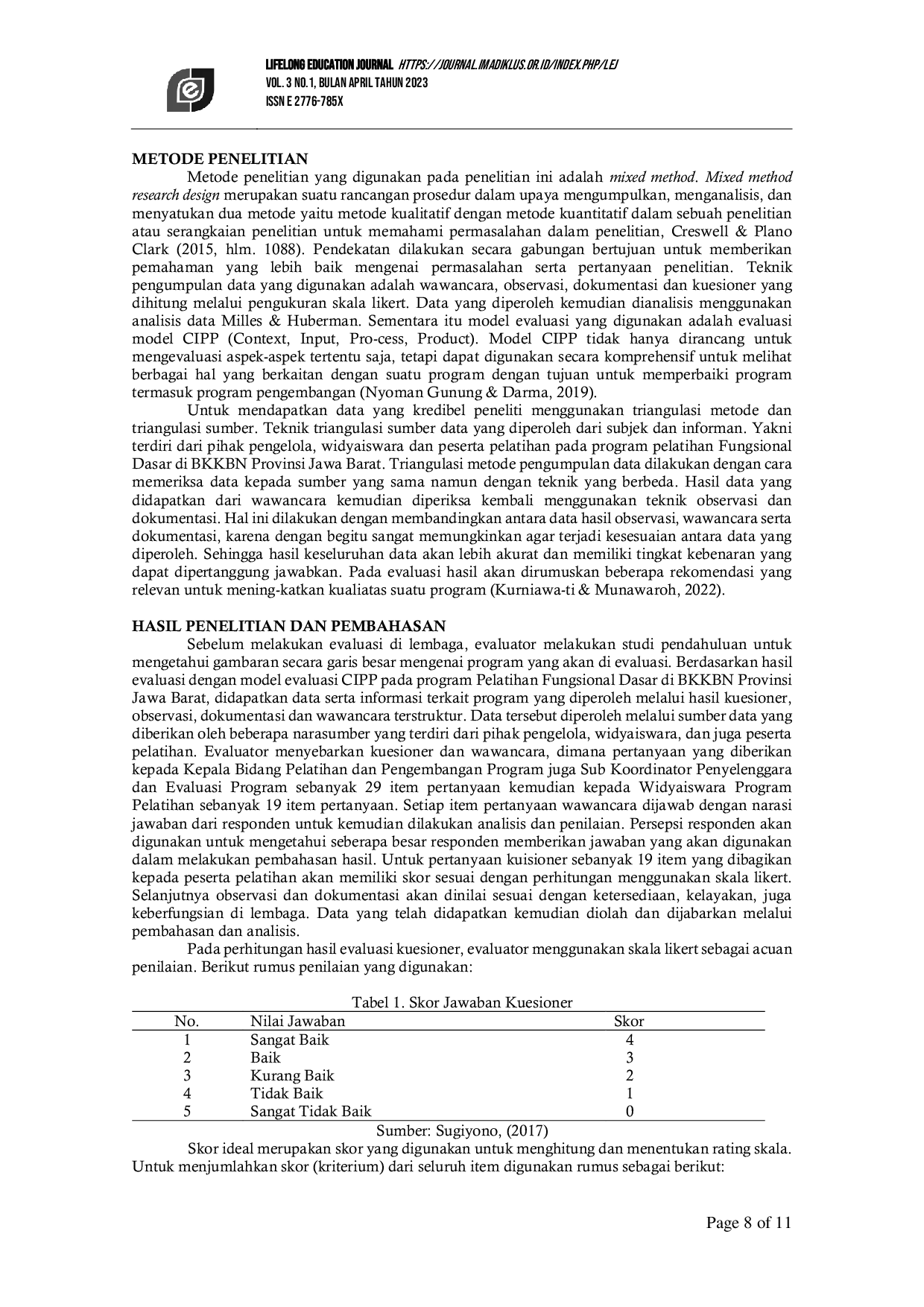 JURIS Evaluasi Program Pelatihan Fungsional Dasar bagi Penyuluh Keluarga Berencana di BKKBN Provinsi Jawa Barat