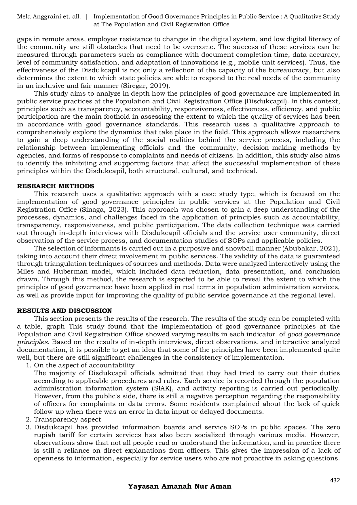 JURIS Implementation of Good Governance Principles in Public Service A Qualitative Study at the Population and Civil Registration Office