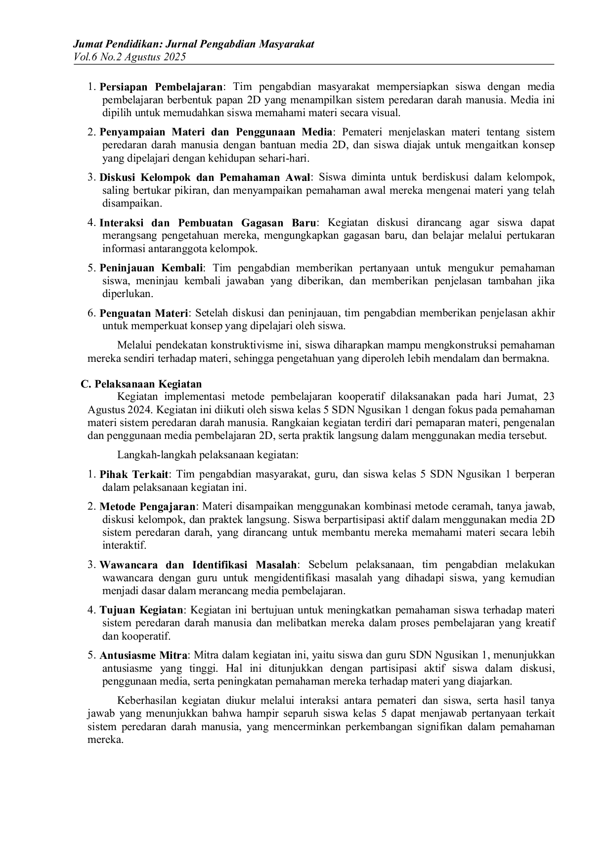 JURIS Pengaruh Pembelajaran Kooperatif terhadap Kreativitas Peserta Didik Studi Implementasi di Lingkungan Sekolah