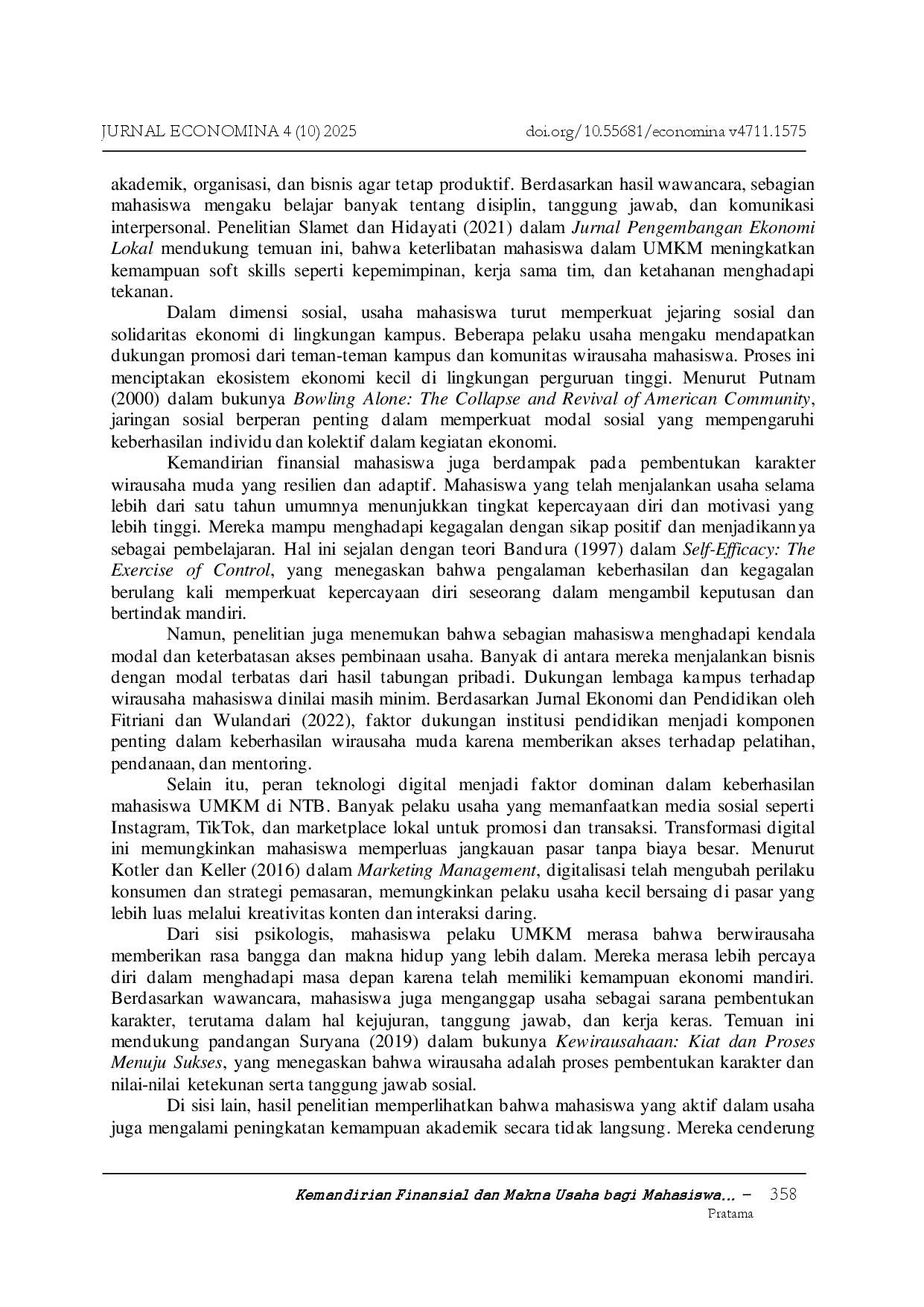 juris Kemandirian Finansial dan Makna Usaha bagi Mahasiswa Pelaku UMKM di Masa Studi NTB