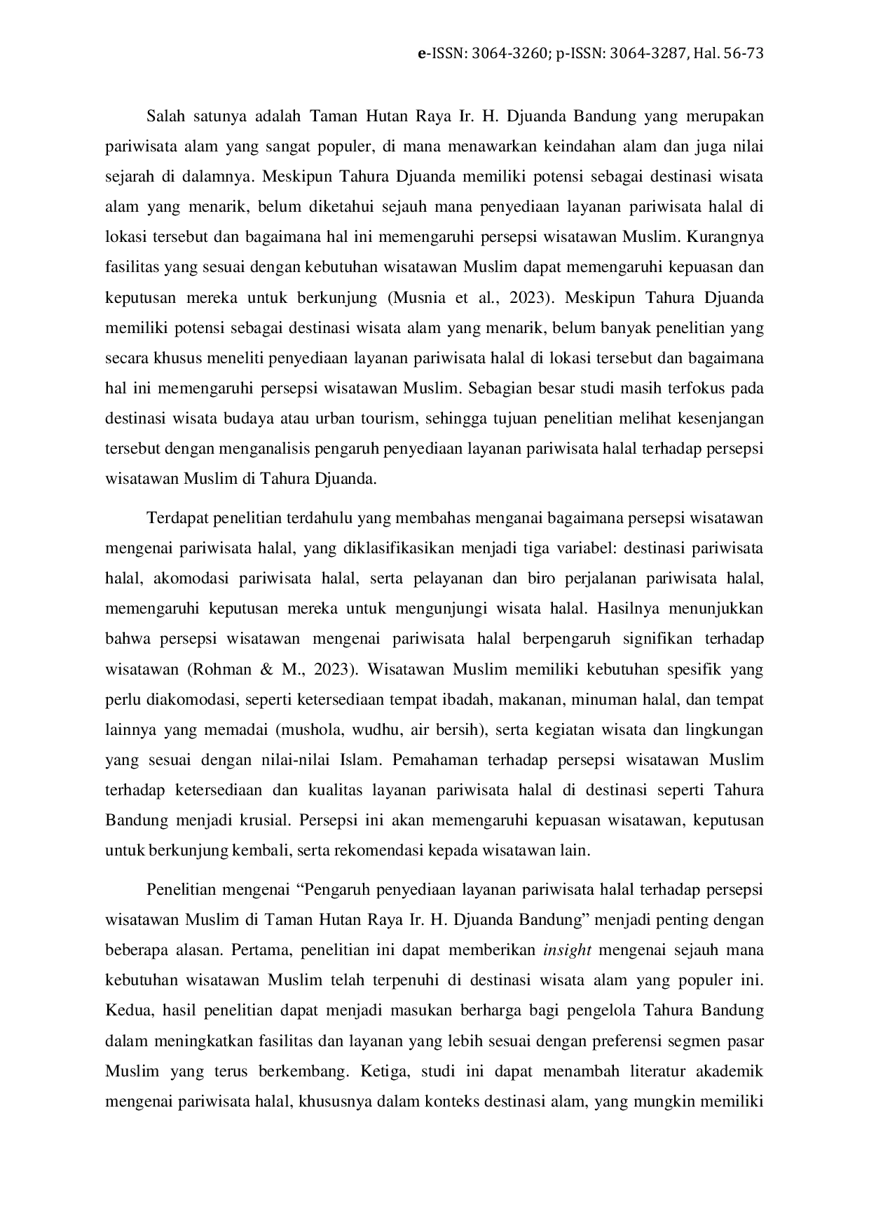 JURIS Pengaruh Penyediaan Layanan Pariwisata Ramah Muslim terhadap Persepsi Wisatawan Muslim di Taman Hutan Raya Ir Djuanda Bandung