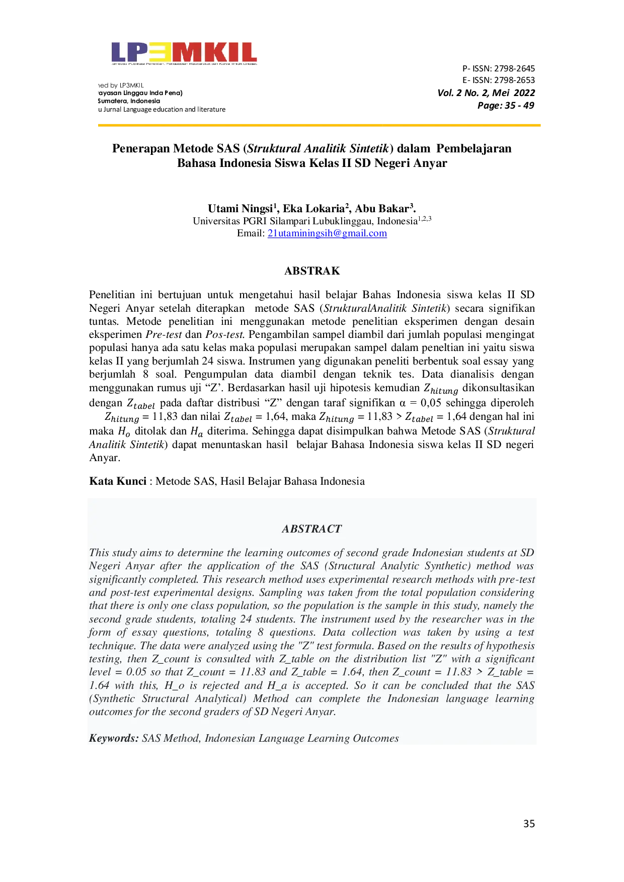 JURIS Penerapan Metode SAS Struktural Analitik Sintetik dalam Pembelajaran Bahasa Indonesia Siswa Kelas II SD Negeri Anyar