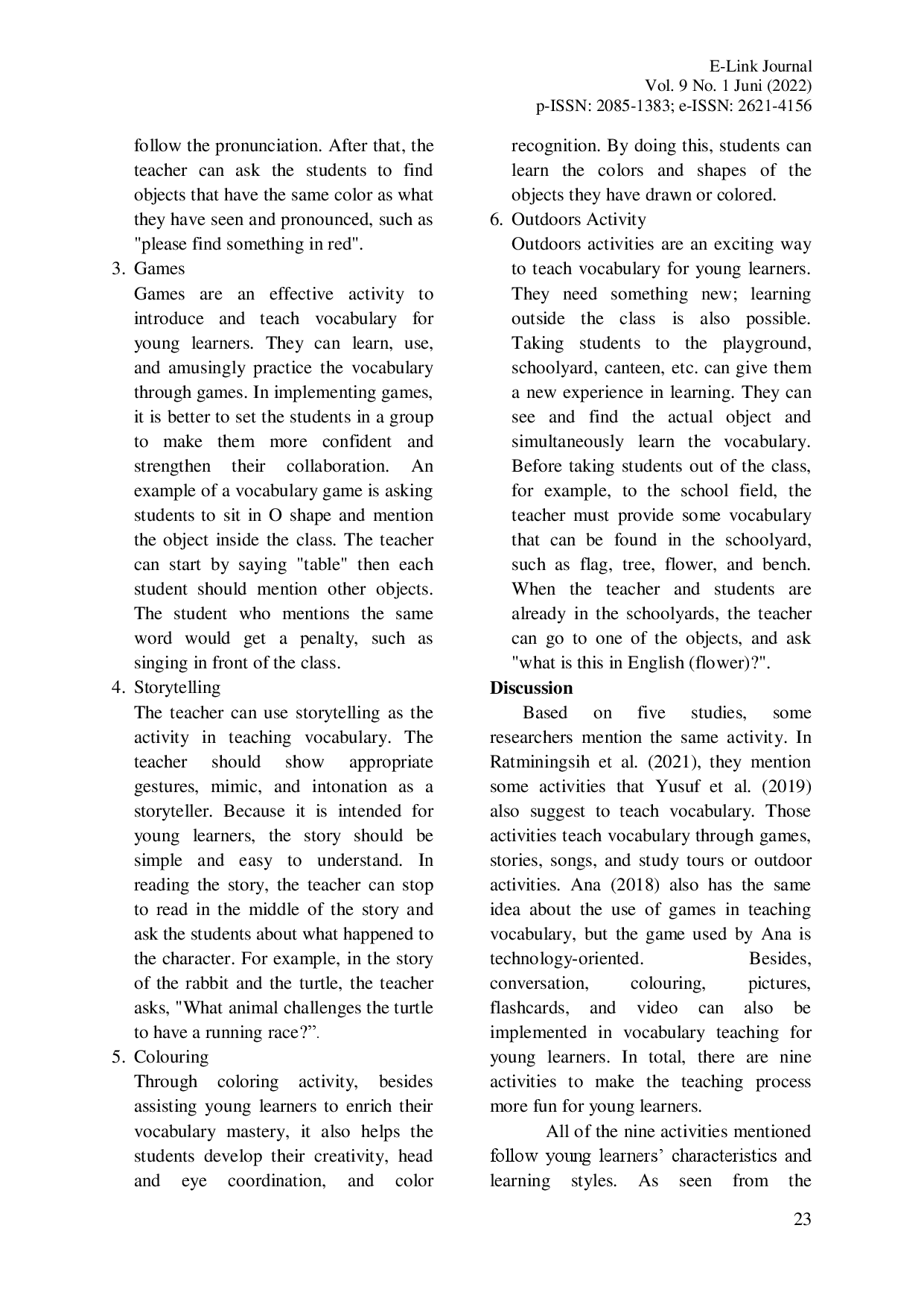 juris Fun Activities to Teach Vocabulary for Young Learners A Library Research