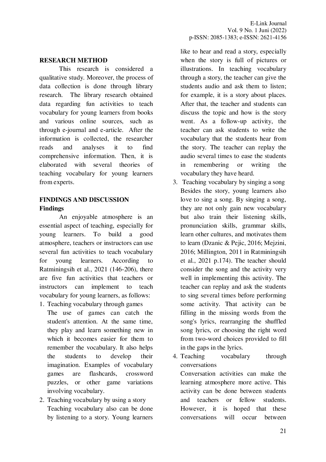 juris Fun Activities to Teach Vocabulary for Young Learners A Library Research