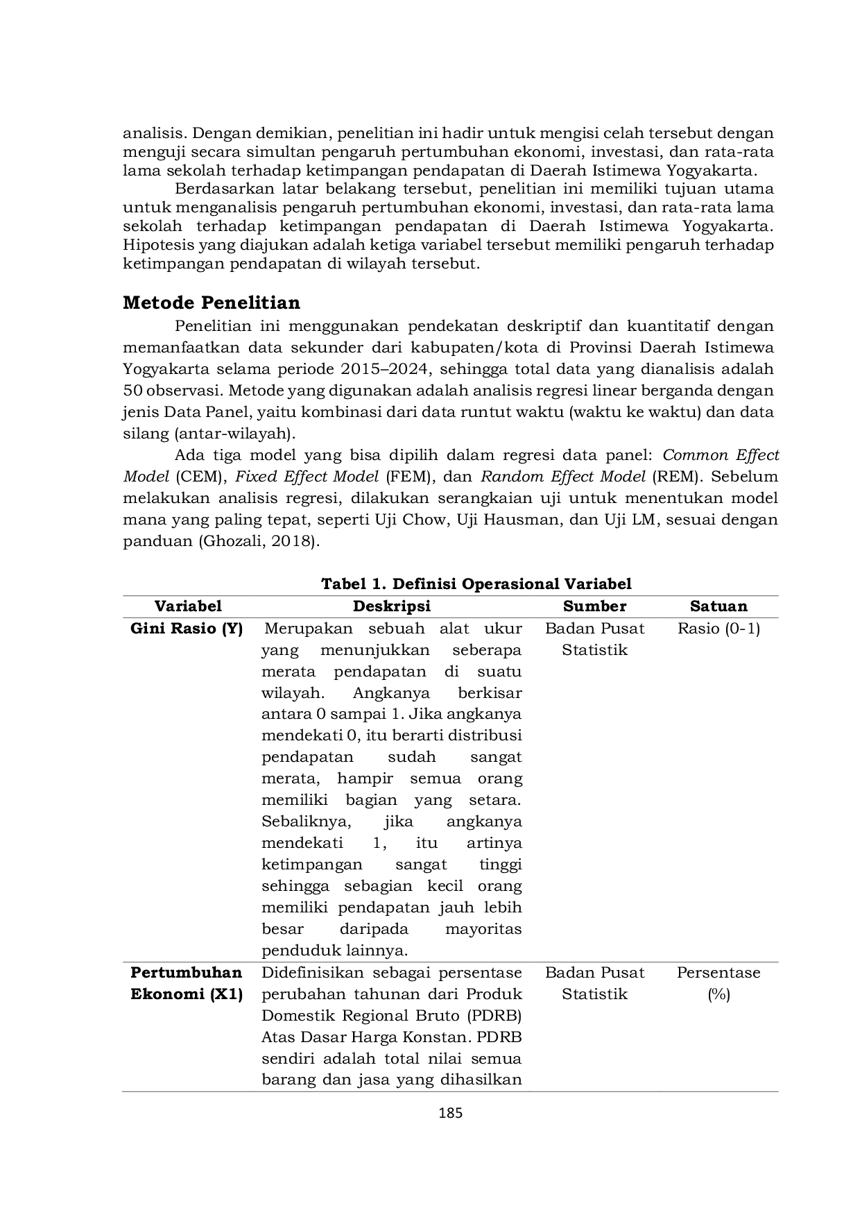 JURIS Economic Growth Investment and Education Influences on Income Inequality in Yogyakarta
