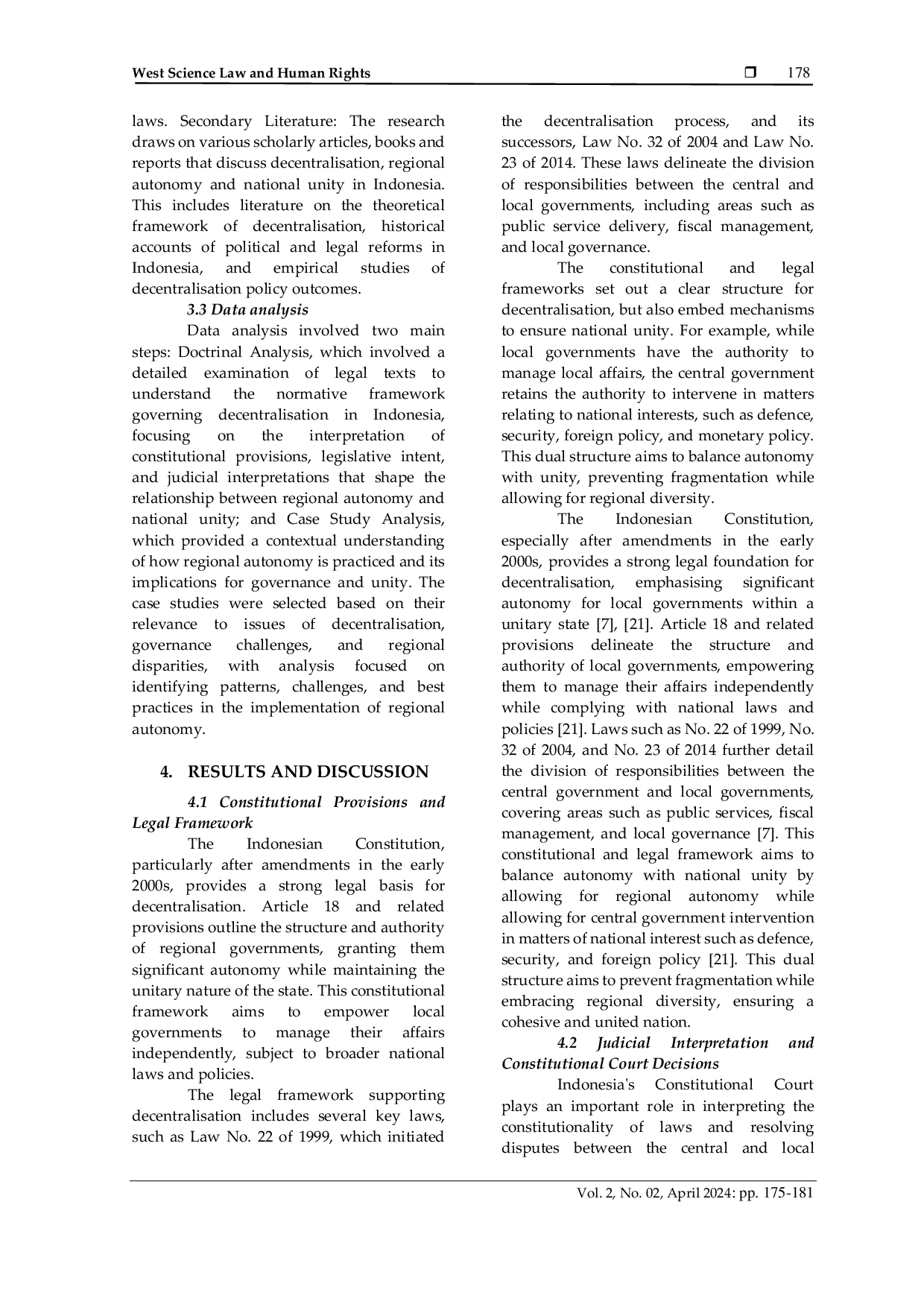 JURIS Decentralisation and Constitutional Law in Indonesia Balancing Regional Autonomy and National Unity