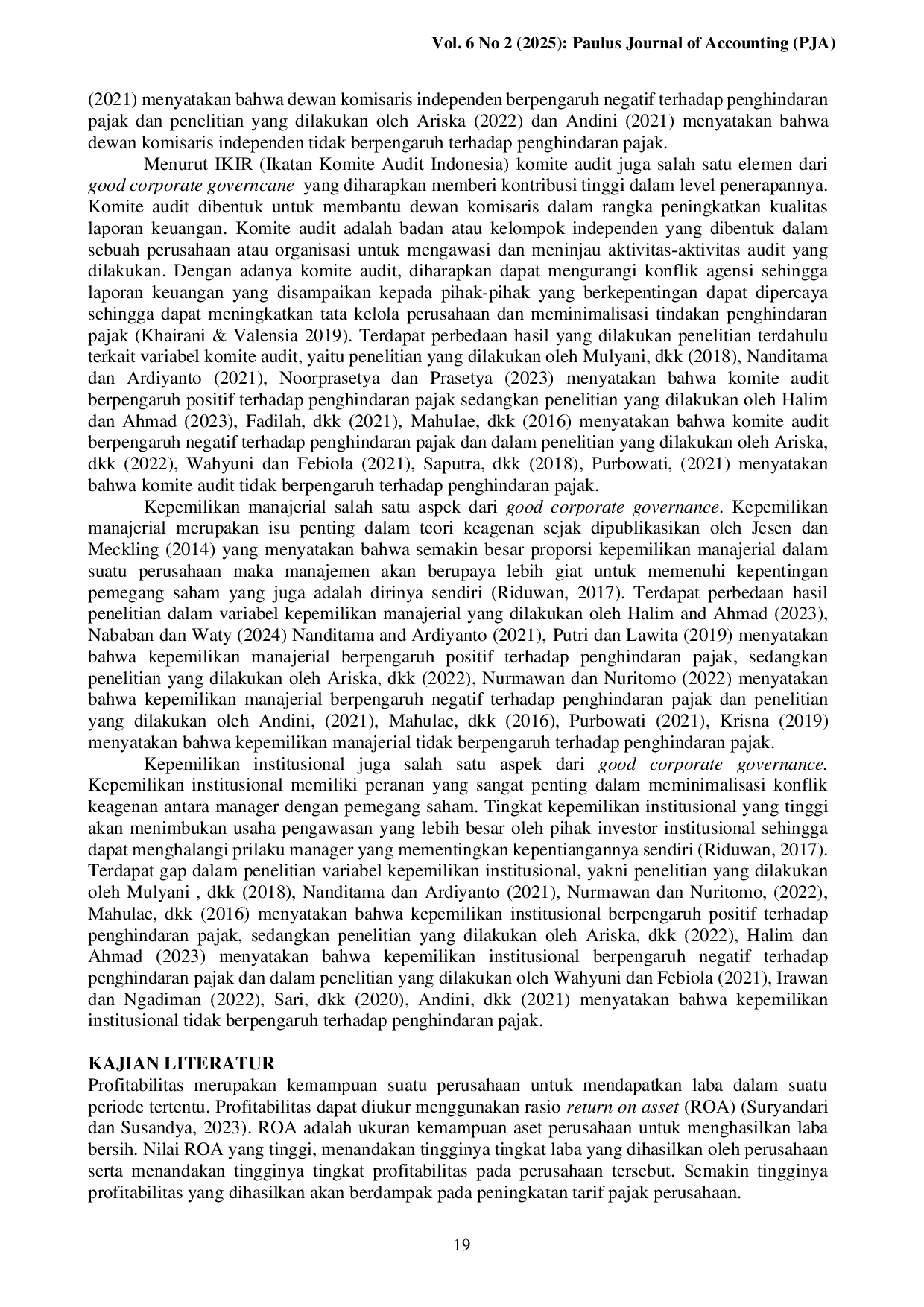 juris Profitabilitas dan Good Corporate Governance Terhadap Penghindaran Pajak