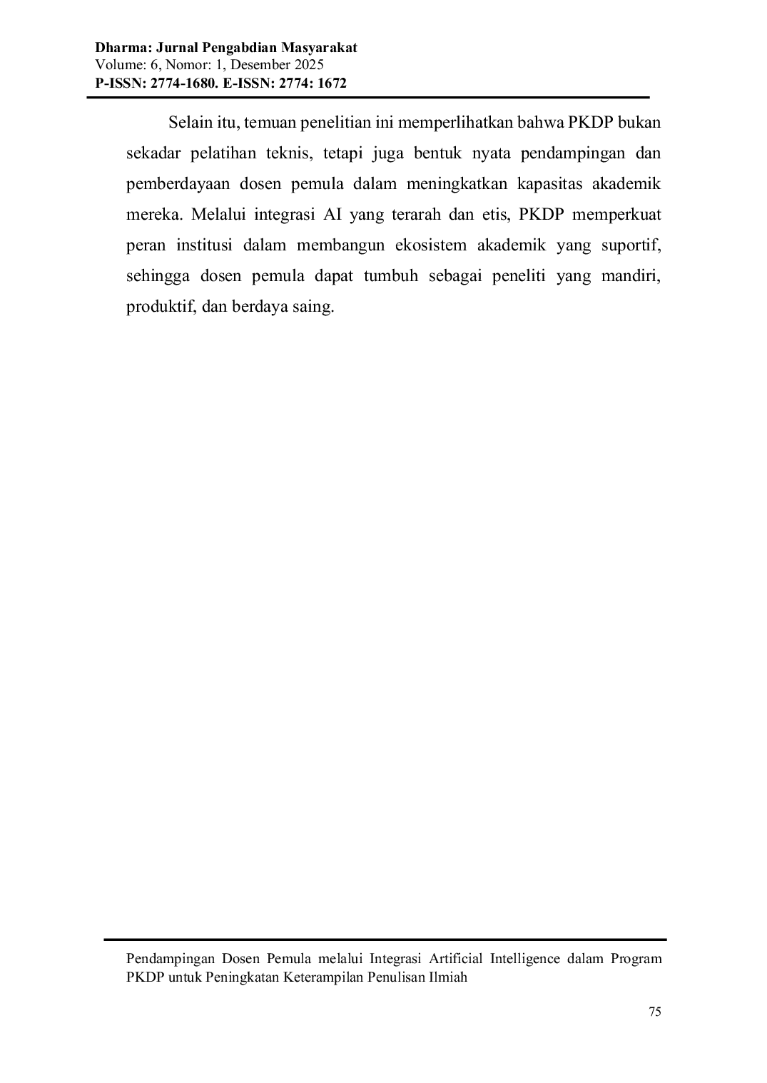 JURIS Pendampingan Dosen Pemula melalui Integrasi Artificial Intelligence dalam Program PKDP untuk Peningkatan Keterampilan Penulisan Ilmiah