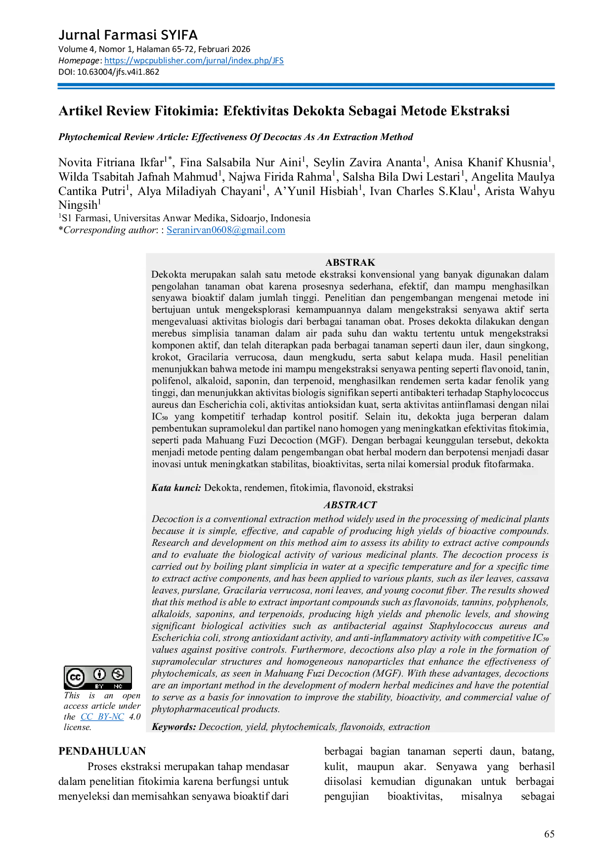 JURIS Artikel Review Fitokimia Efektivitas Dekokta Sebagai Metode Ekstraksi