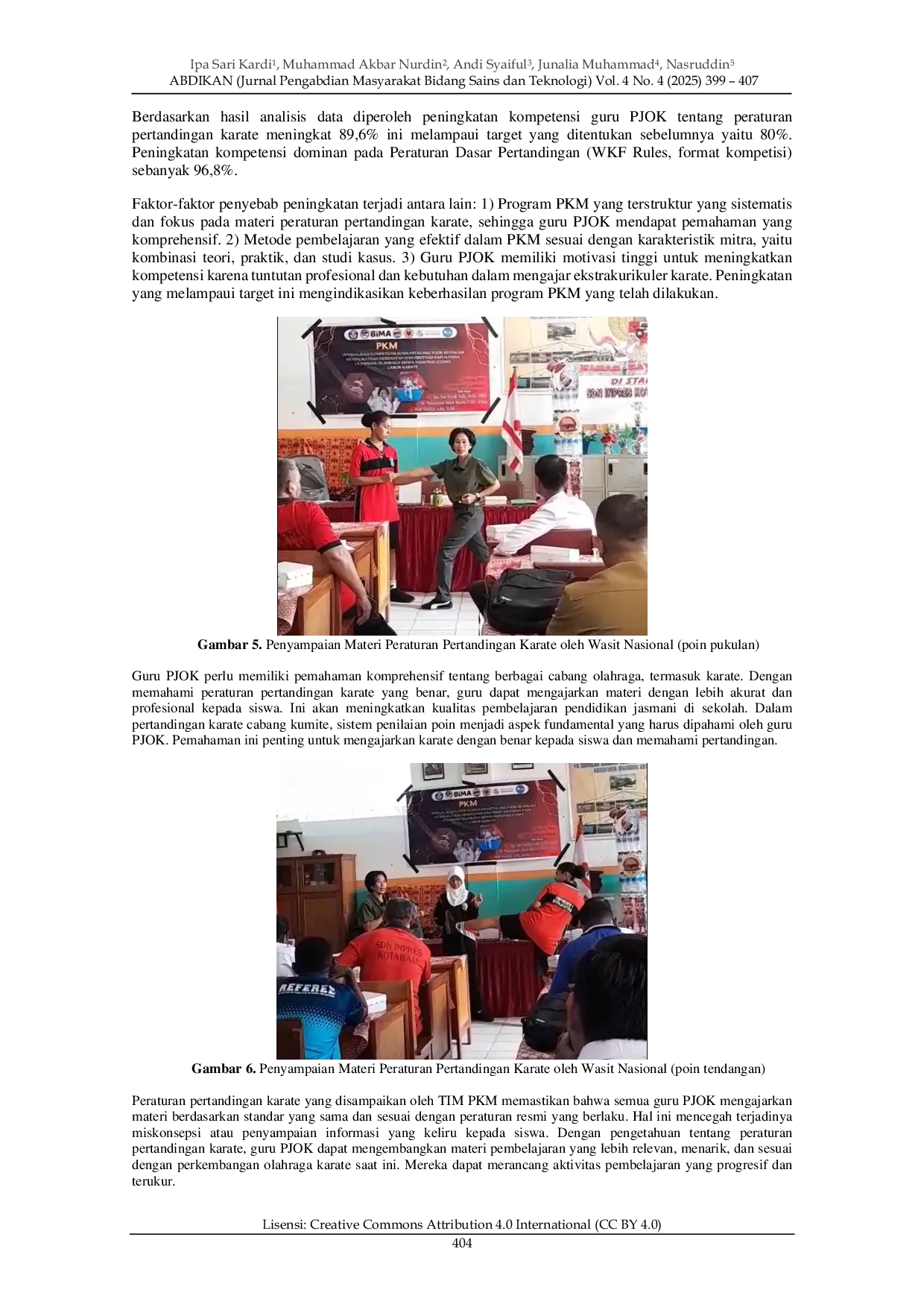 JURIS Pendampingan Peningkatan Kompetensi Kelompok Kerja Guru PJOK melalui Workshop Peraturan Pertandingan Karate dan Gizi Atlet di Jayapura