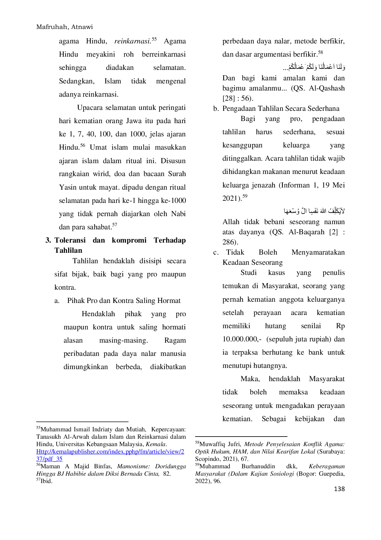 JURIS Toleransi dan Kompromi Pro Kontra Ritual Tahlilan di Masyarakat