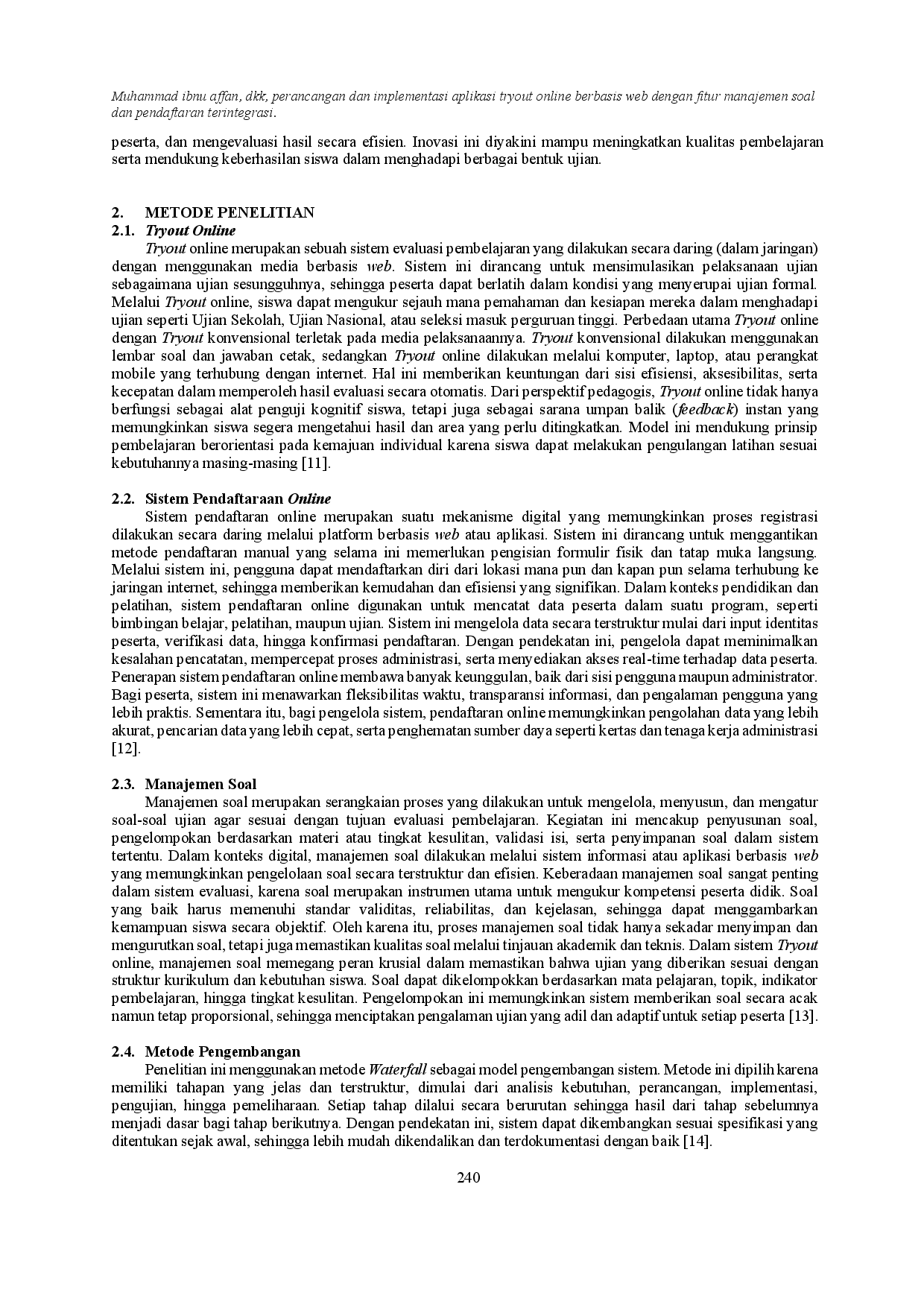 juris Perancangan Dan Implementasi Aplikasi Tryout Online Berbasis Web Dengan Fitur Manajemen Soal Dan Pendaftaran Terintegrasi