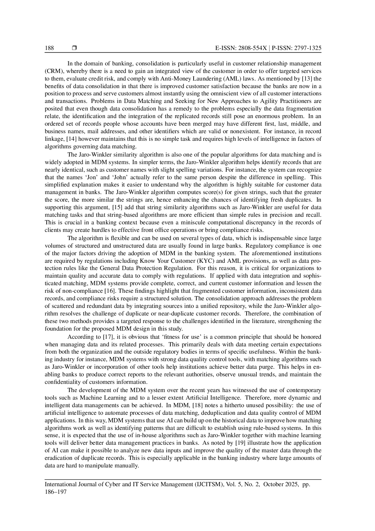 JURIS Framework Of Master Data Management In Banking Using Consolidation And Jaro Winkler Algorithm