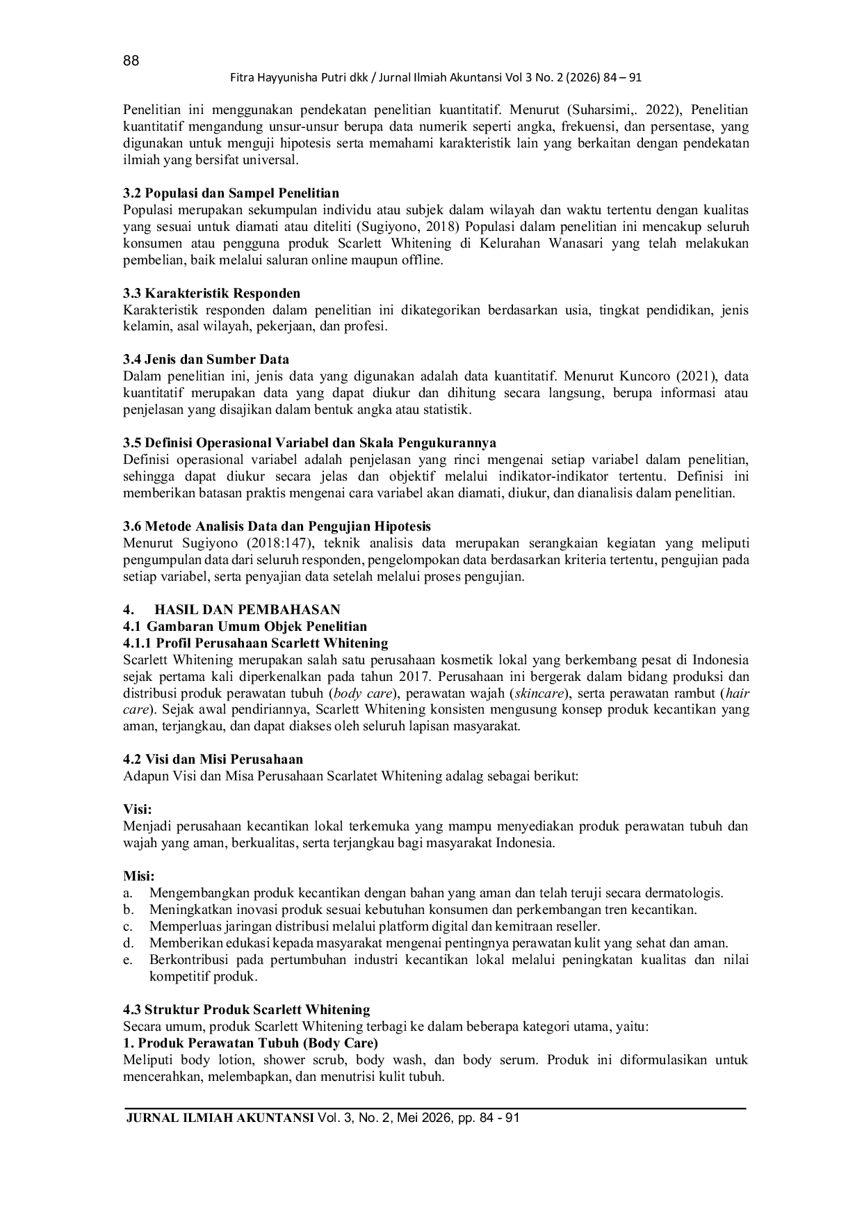 JURIS Pengaruh Citra Merek Kualitas Produk Dan Harga Terhadap Keputusan Pembelian Scarlett Whitening Pada Kelurahan Wanasari