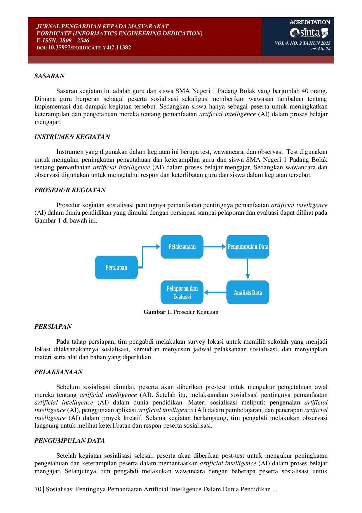 juris Sosialisasi Pentingnya Pemanfaatan Artificial Intelligence Dalam Dunia Pendidikan Di Sma Negeri 1 Padang Bolak