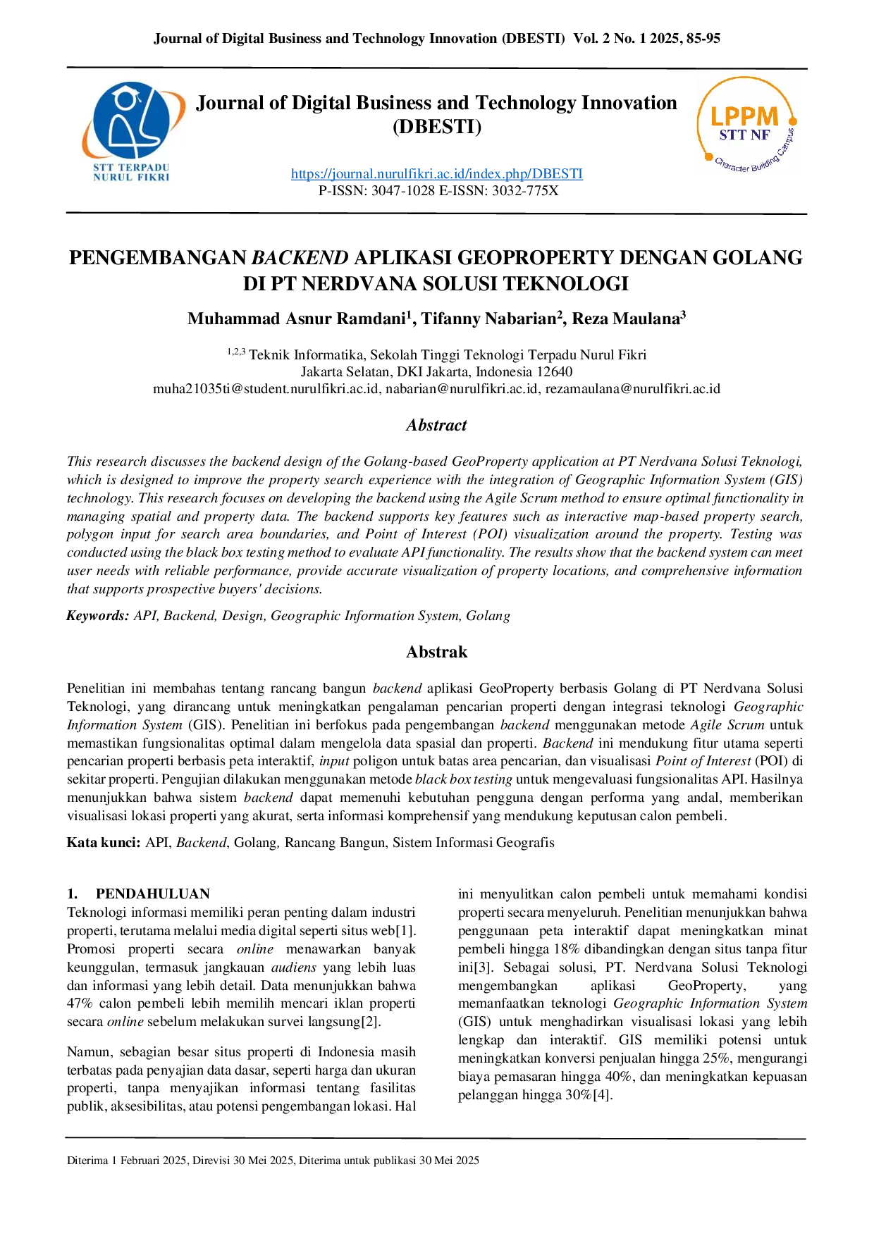 JURIS Geoproperty Application Backend Development with Golang at PT Nerdvana Solusi Teknologi