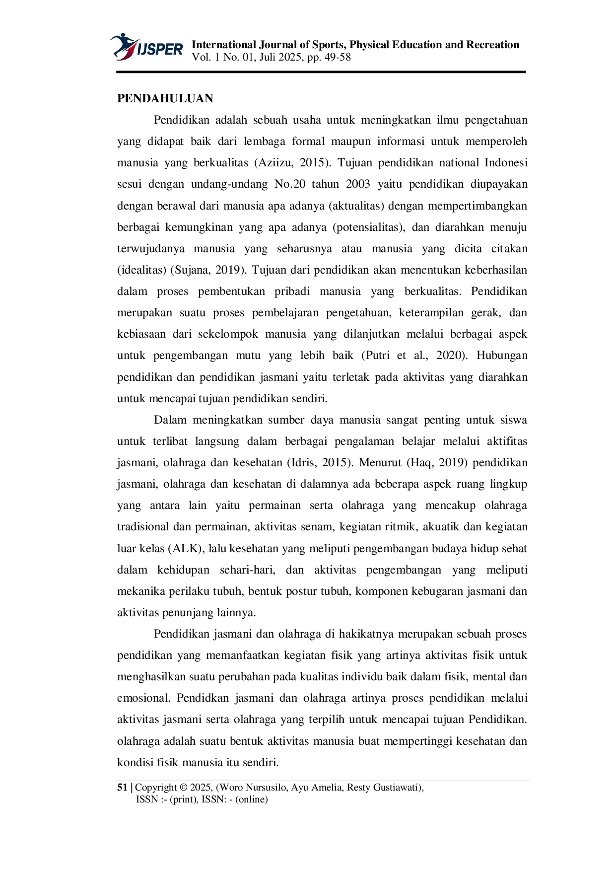 JURIS Tingkat Keterampilan Servis Bawah Bola Voli Siswa Ekstrakurikuler Sma Negeri 1 Sindang