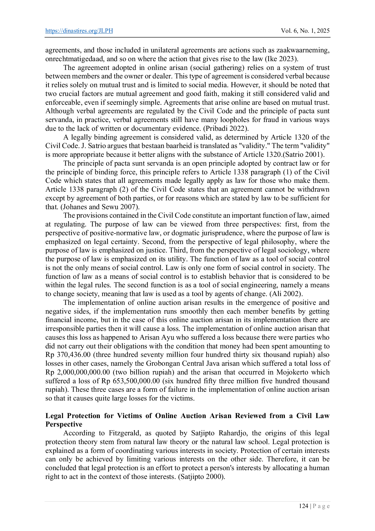 JURIS Legal Protection For Victims Of Online Auction Group As A Result Of The Difficulty Of Getting New Members As Seen From A Civil Law Perspective