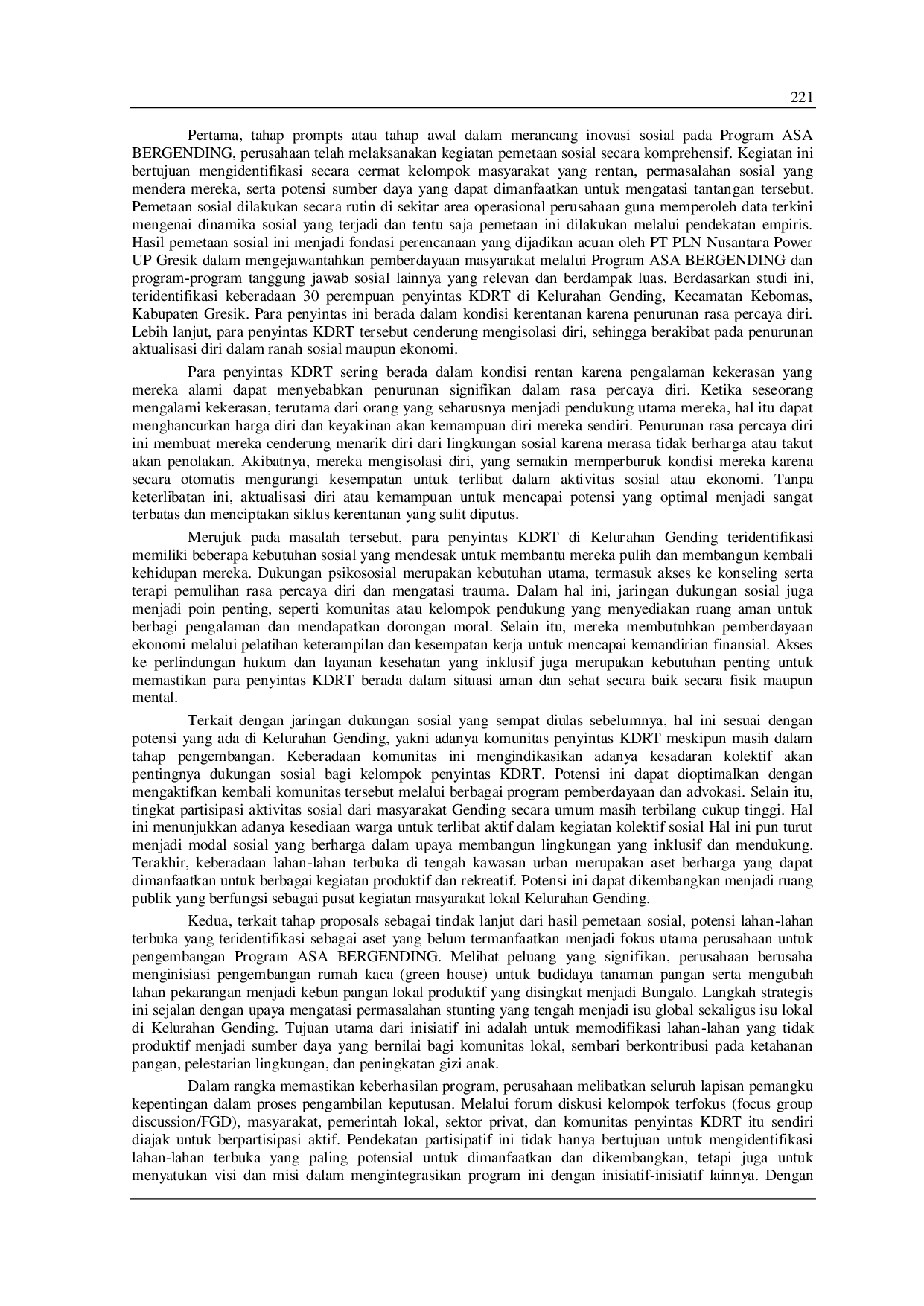 JURIS Pengembangan Perubahan Sistemik Melalui Program Inovasi Sosial Asa Bergending