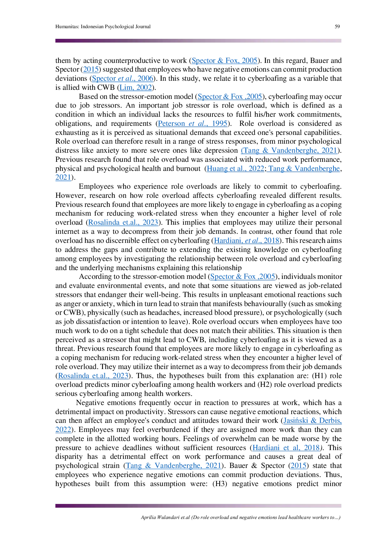 JURIS Do role overload and negative emotions lead healthcare workers to cyberloafing