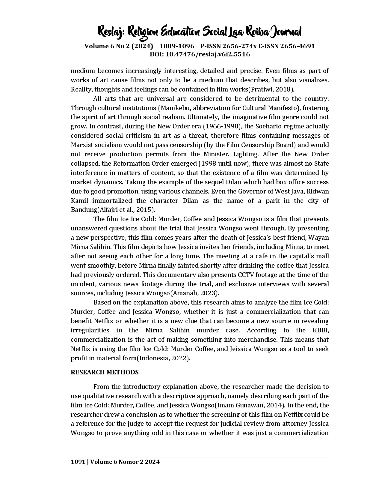 juris Film Ice Cold Murder Coffee and Jessica Wongso Between Commercialization or New Direction