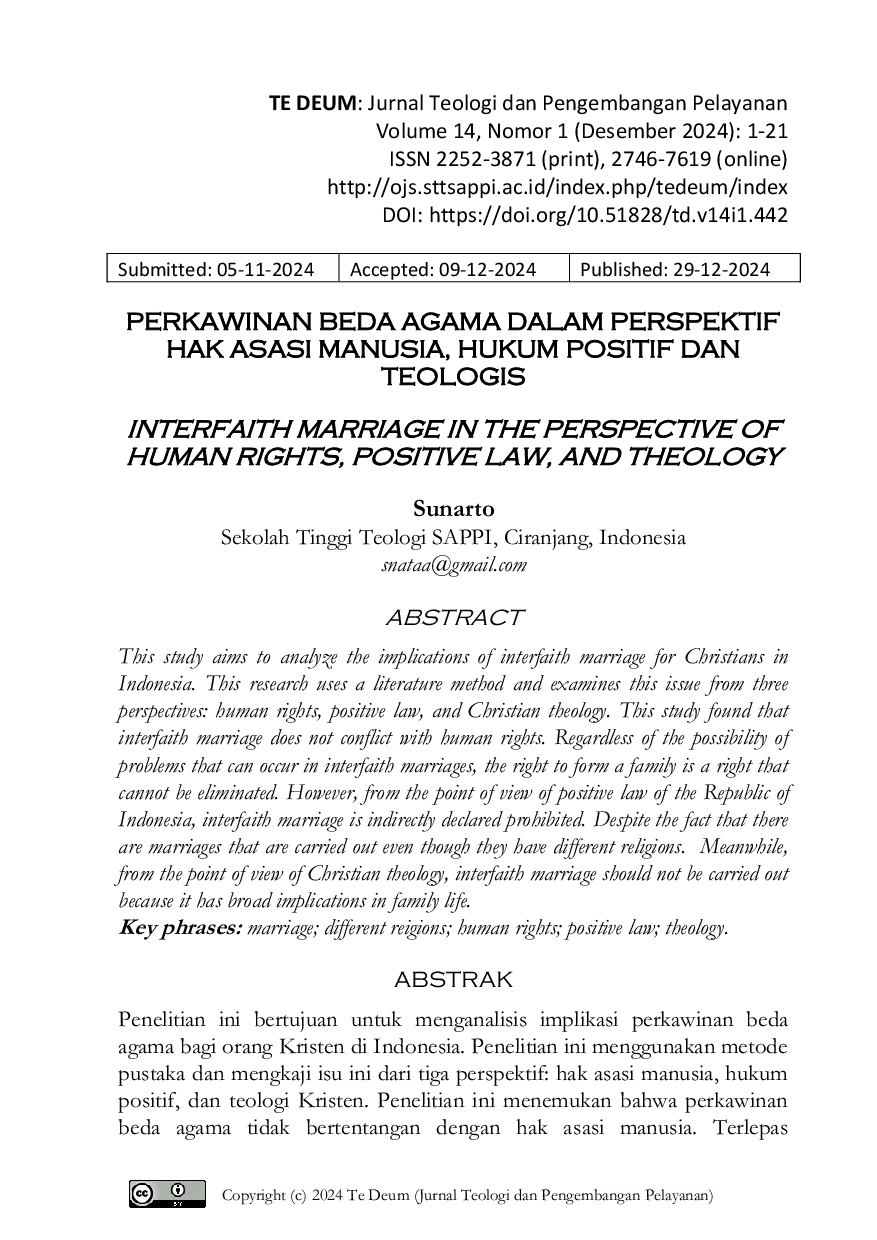 JURIS Perkawinan Beda Agama dalam Perspektif Hak Asasi Manusia Hukum Positif dan Teologis