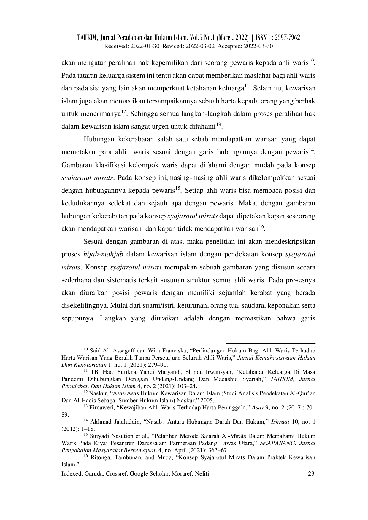 JURIS Teori dan Praktek Hijab Mahjub dalam Kewarisan Islam Menurut Konsep Syajarotul Mirats