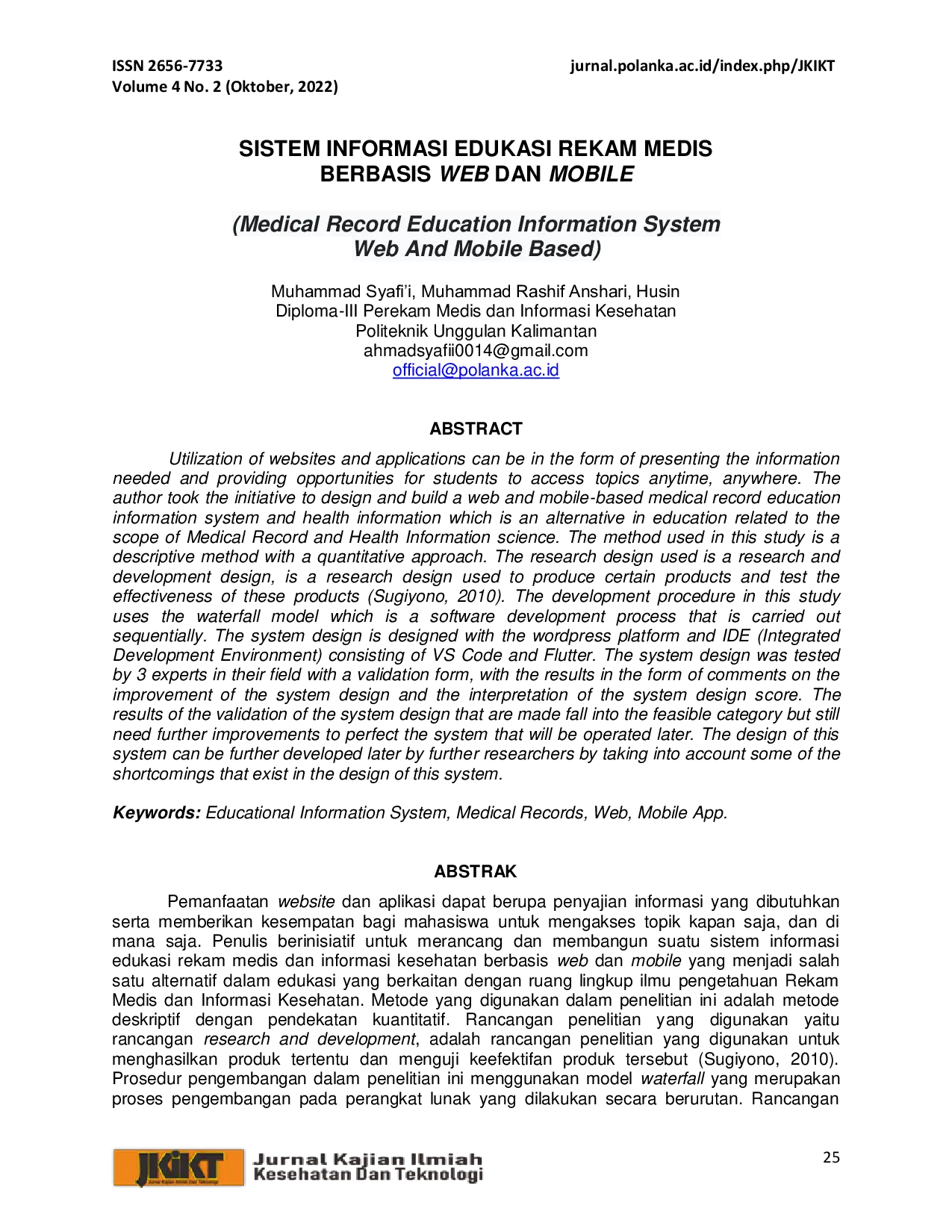 JURIS Sistem Informasi Edukasi Rekam Medis Berbasis Web dan Mobile