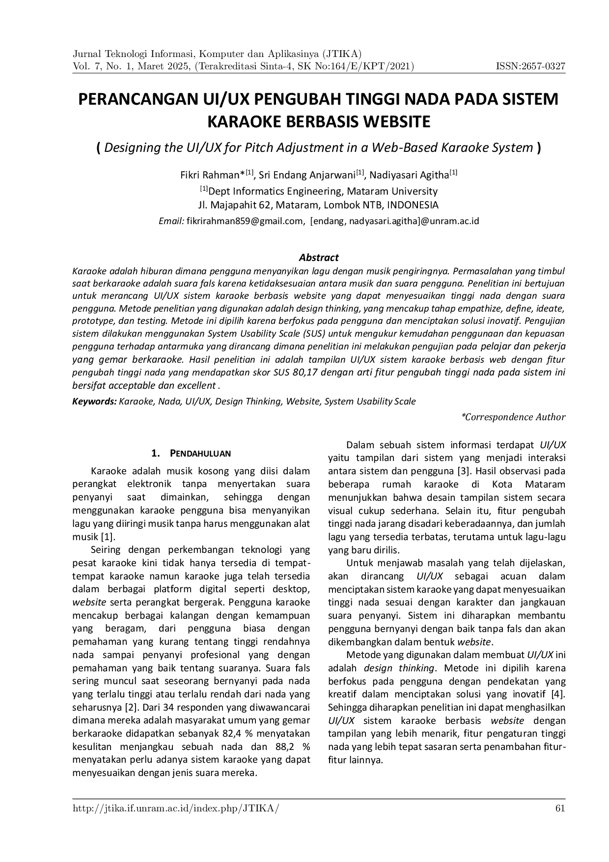 JURIS Perancangan UI UX Pengubah Tinggi Nada Pada Sistem Karaoke Berbasis Website