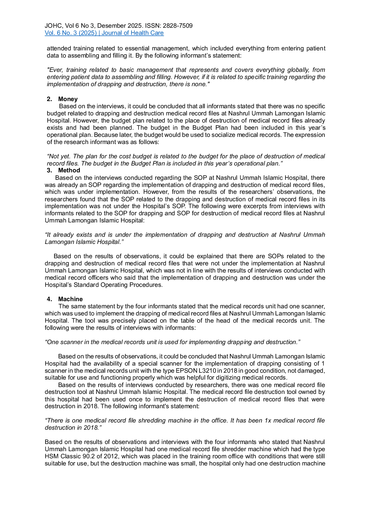 JURIS Analysis Of The Implementation Of Drapping And Destruction Of Medical Record Files