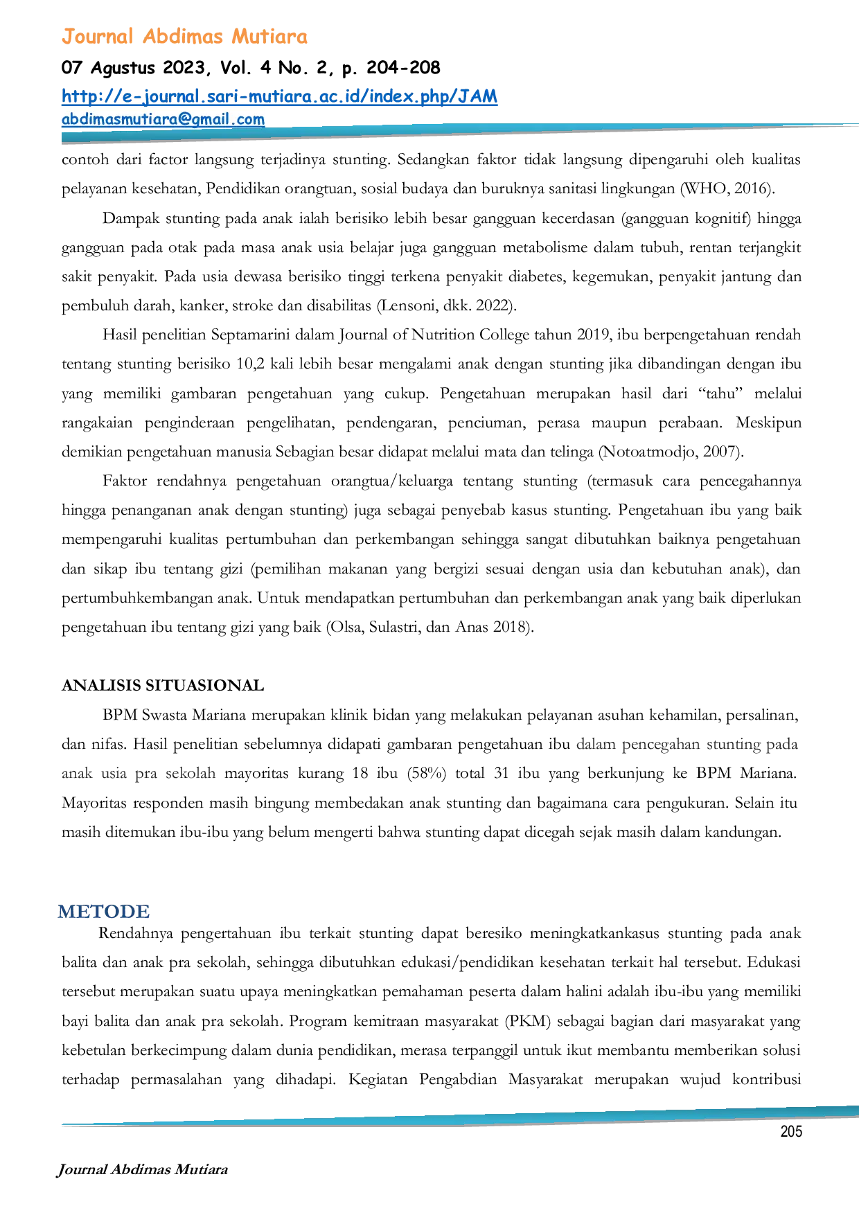JURIS Edukasi Tentang Pencegahan Stunting Dalam Upaya Pencegahan Stunting Di BPM Mariana