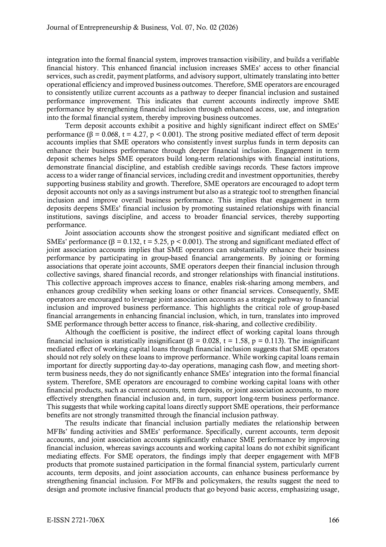 JURIS Financial Inclusion and SMEs Performance in Southwest Nigeria The Mediating Role of Microfinance Bank Financing