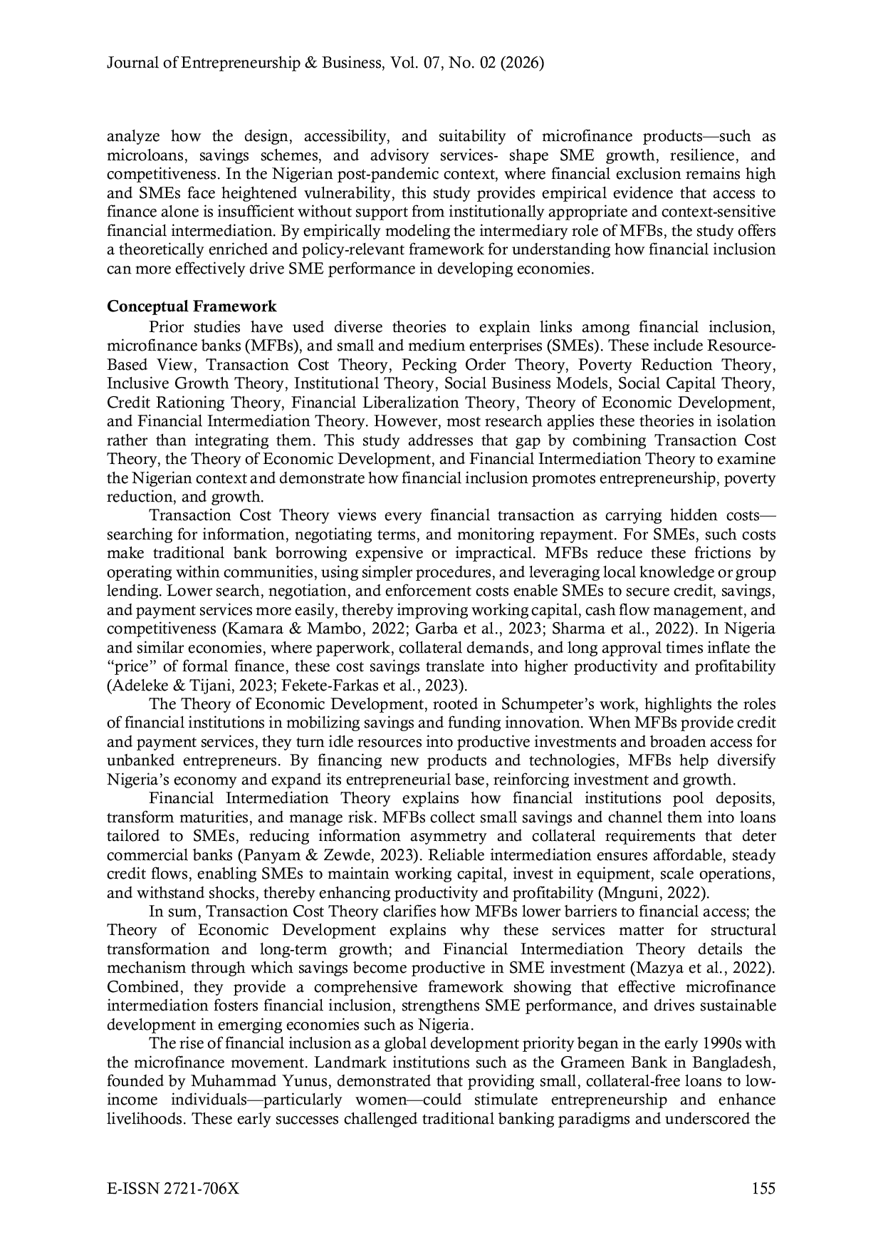 JURIS Financial Inclusion and SMEs Performance in Southwest Nigeria The Mediating Role of Microfinance Bank Financing