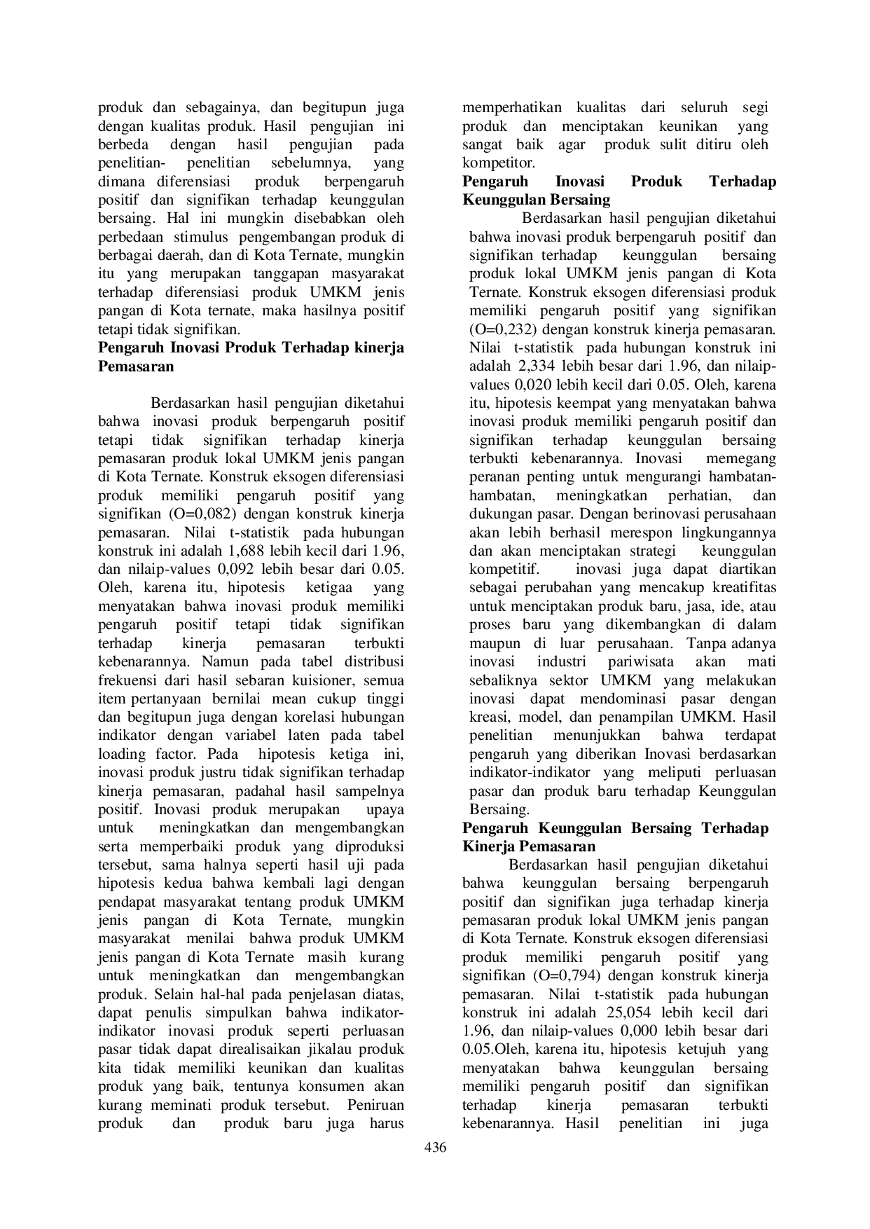 JURIS Peningkatan Keunggulan Bersaing Melalui Strategi Deerenisasi Produk Inovasi Produk Terhadap Kinerja Pemasaran Pada Produk UMKM Jenis Pangan Kota Ternate