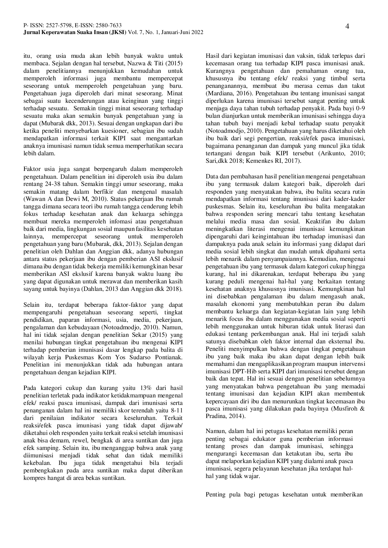 JURIS Gambaran Pengetahuan Ibu Tentang Kejadian Ikutan Pasca Imunisasi KIPI DPT Hib di Puskesmas Asam Asam 2021