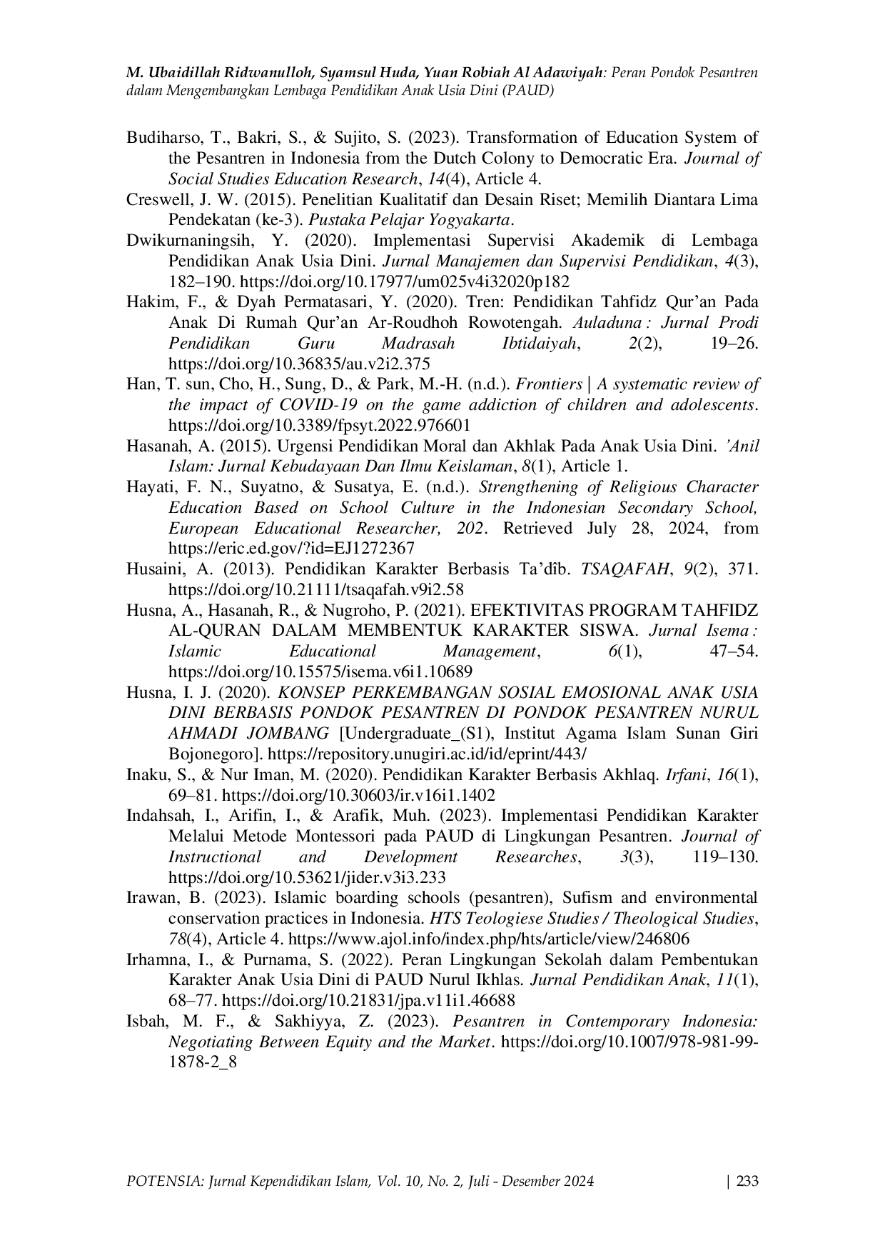 JURIS Peran Pondok Pesantren dalam Mengembangkan Lembaga Pendidikan Anak Usia Dini PAUD