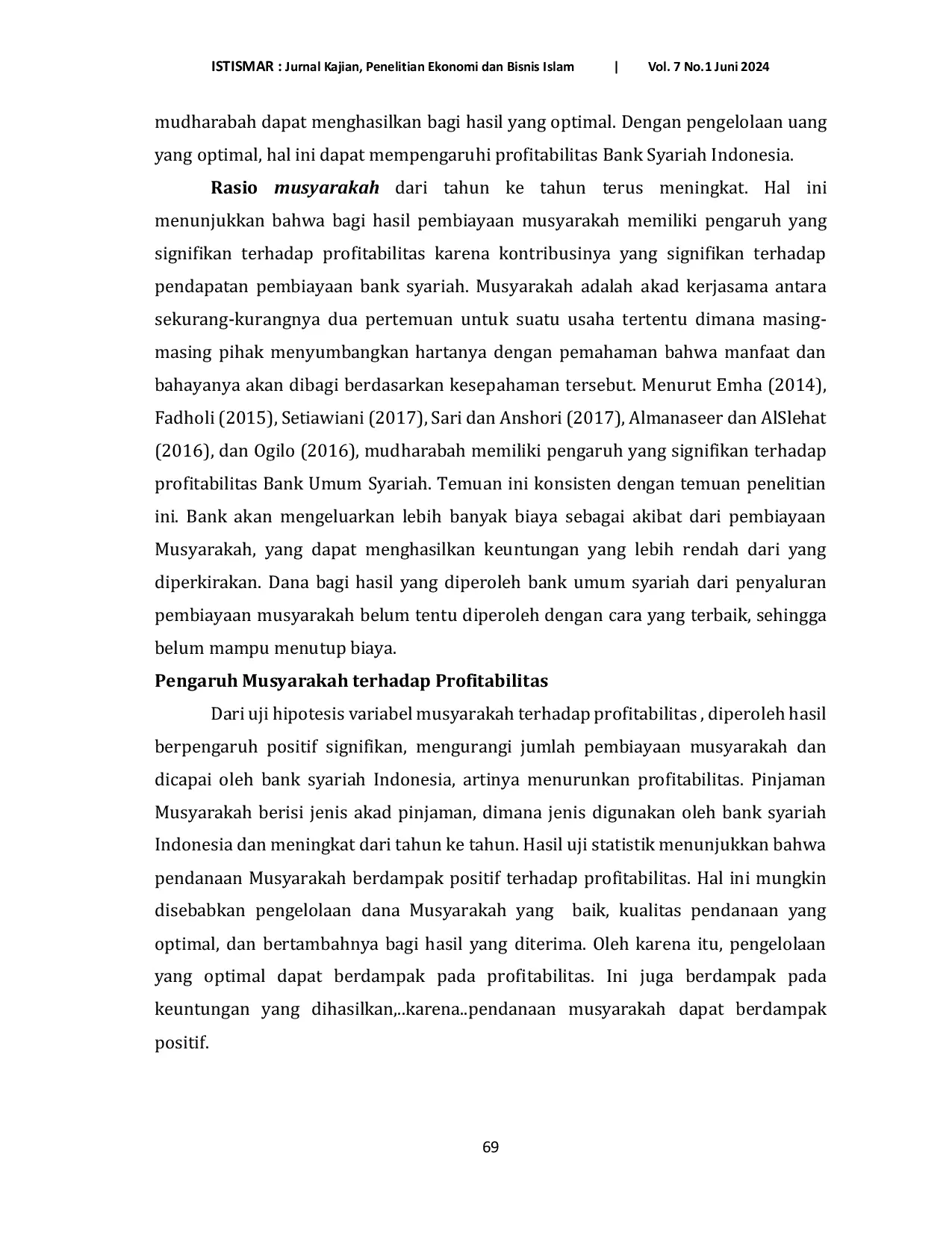 JURIS Menakar Dampak Pembiayaan Mudharabah Musyarakah dan Murabahah terhadap Tingkat Profitabilitas Bank Syariah Indonesia Tahun 2019 2023