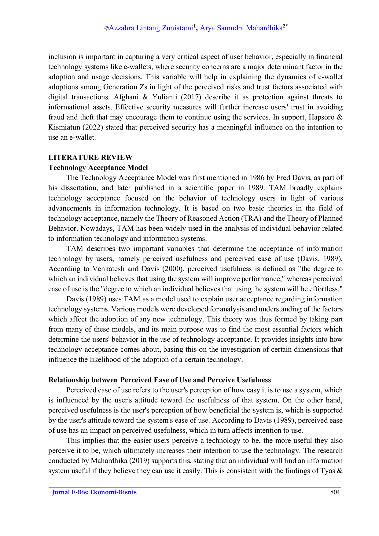 JURIS The Role of Perceived Security in E Wallet Adoption Using TAM Among Generation Z