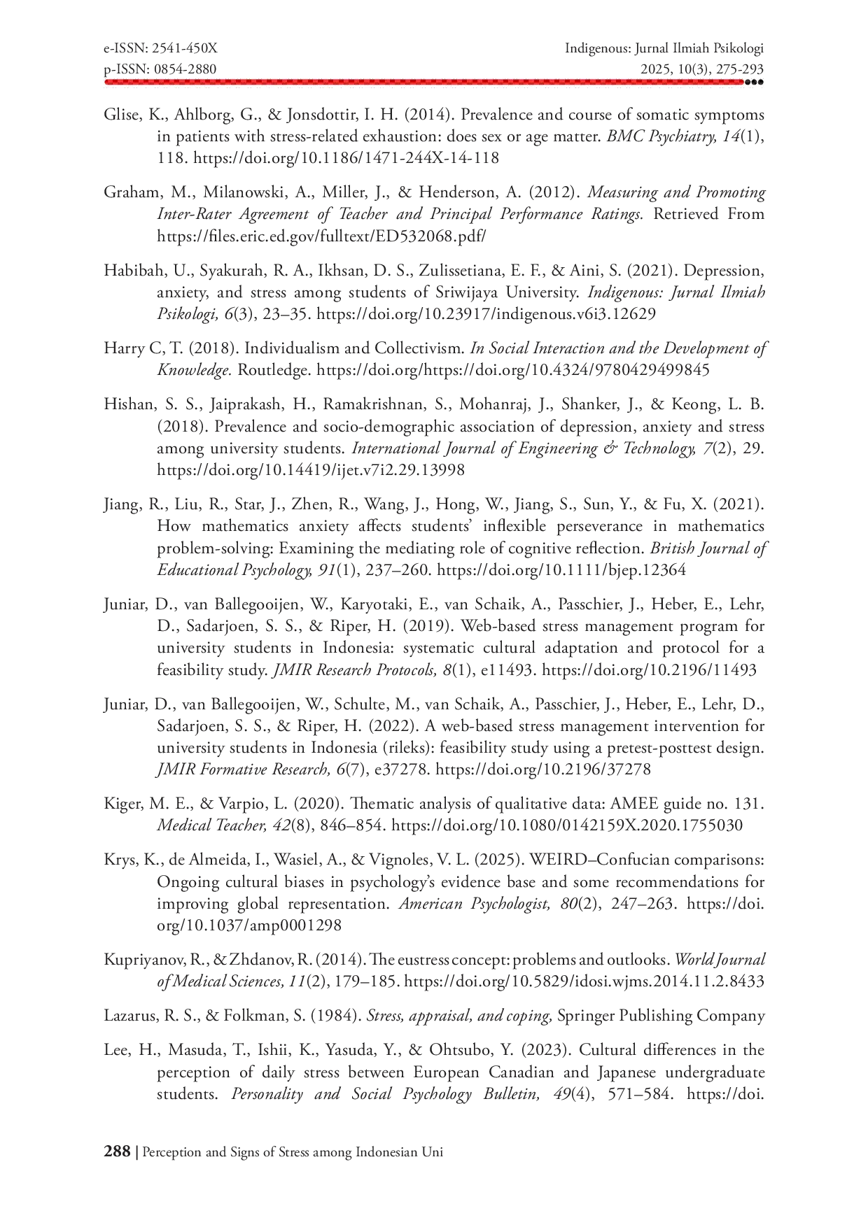 JURIS Perception and Signs of Stress among Indonesian University Students Insights from Rileks Module Responses