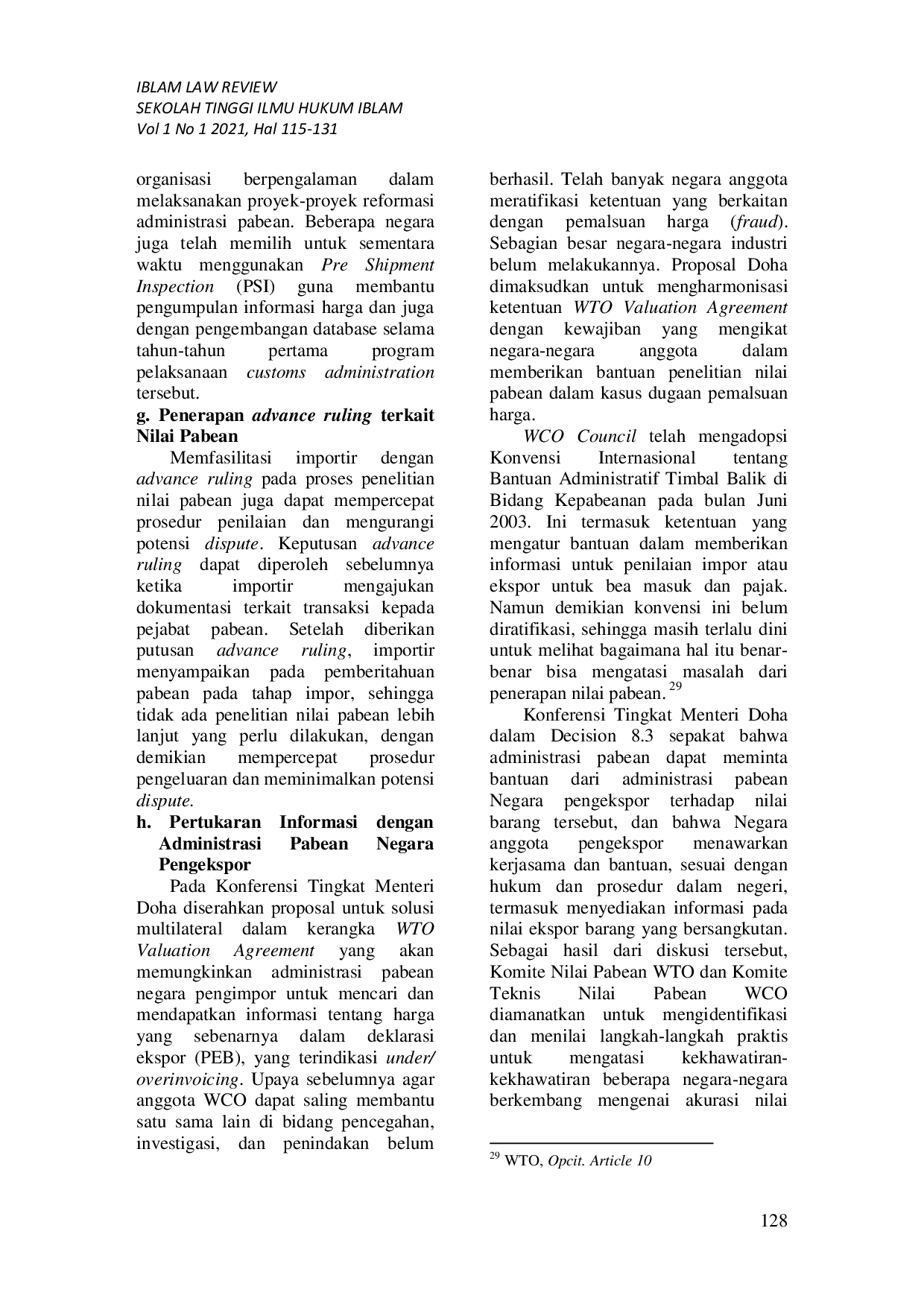 JURIS Redesain Mekanisme Pembuktian Nilai Pabean Oleh Administrasi Kepabeanan Sesuai Ketentuan WTO Studi Sengketa Di Pengadilan Pajak