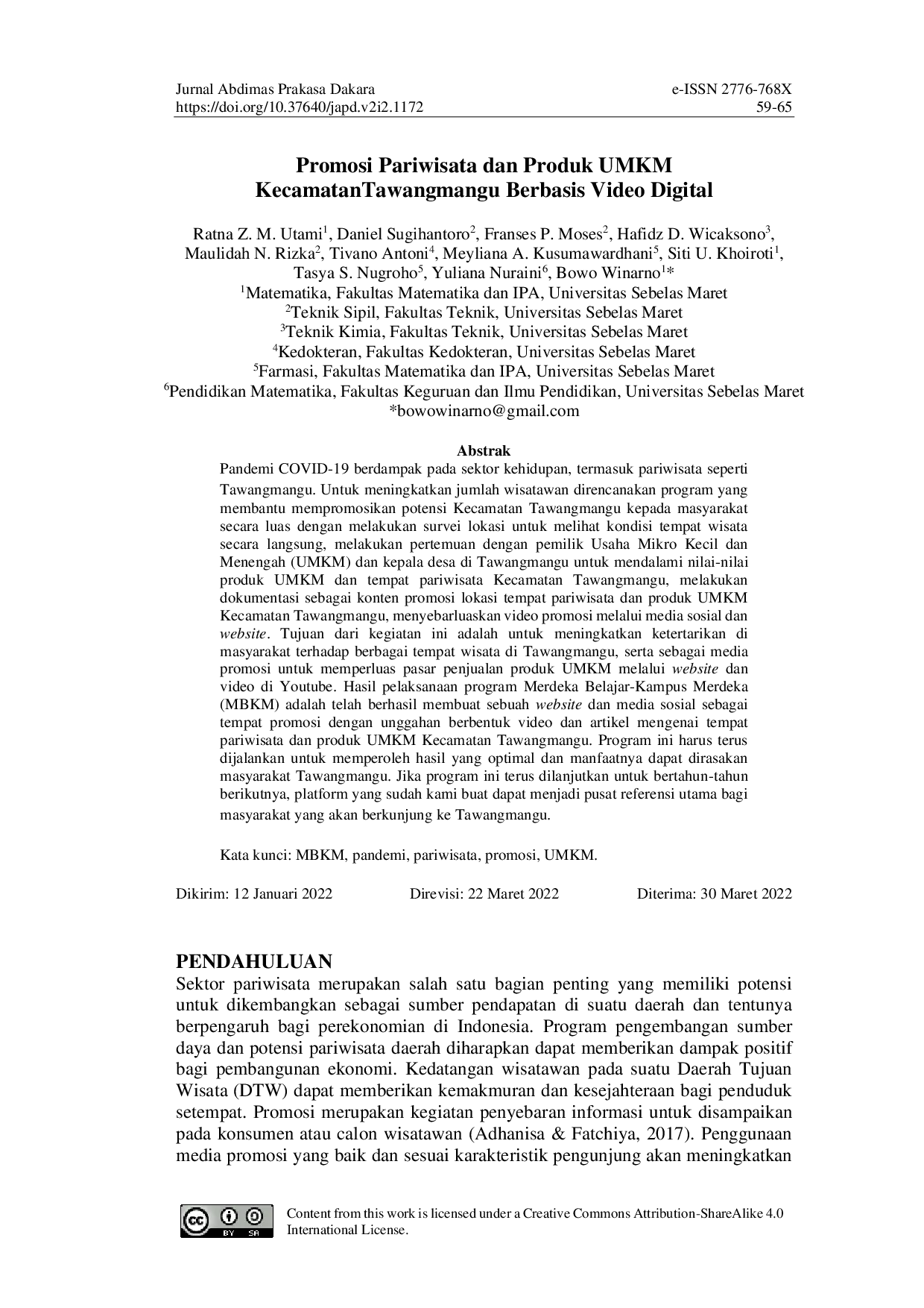 JURIS Promosi Pariwisata dan Produk UMKM KecamatanTawangmangu Berbasis Video Digital